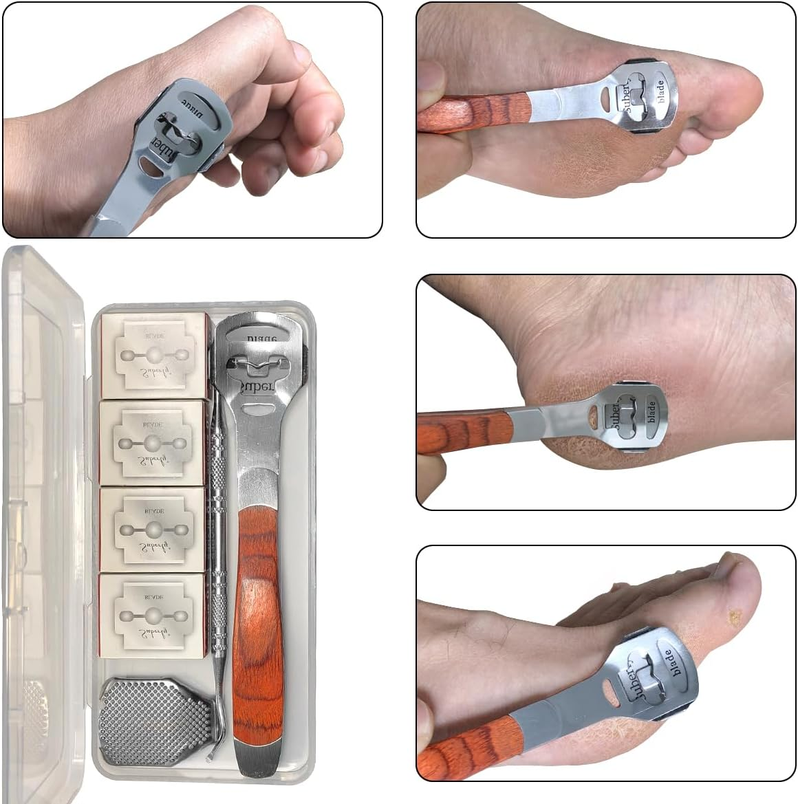 43 Pcs Callus Shaver for Feet Set, Foot Callus Shaver, (1 Stainless Foot File &1 Foot File Heads & 40 Replacement Slices Blades & 1 Nail Cleaning) image number 4