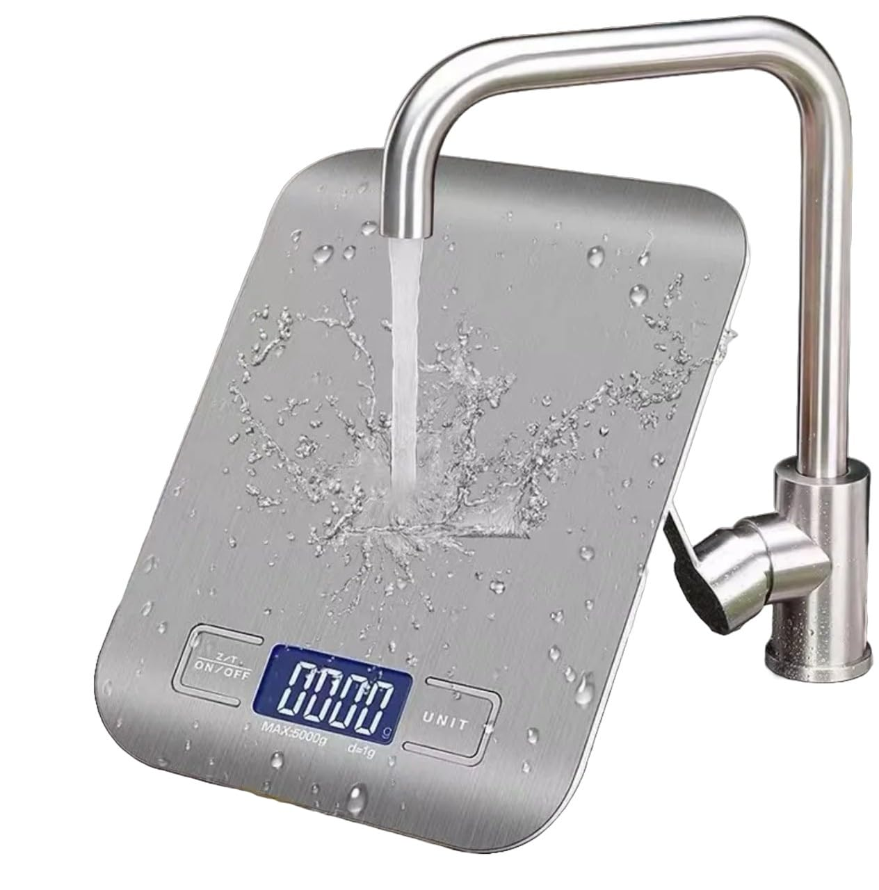 Versa Essentials Digital Kitchen Scale with LCD Display, 10Kg/1G Stainless Steel Kitchen Scale for Food Cooking Coffee Baking, Waterproof Surface and Tare Function, Batteries Included image number 1