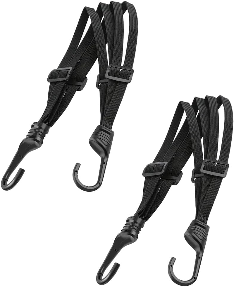 2 Pcs Universal Motorcycle Helmet Luggage Rope 60Cm Motorcycle Bungee Cord Bandage Retractable Elastic Strap with 2 Hooks (Black) image number 2