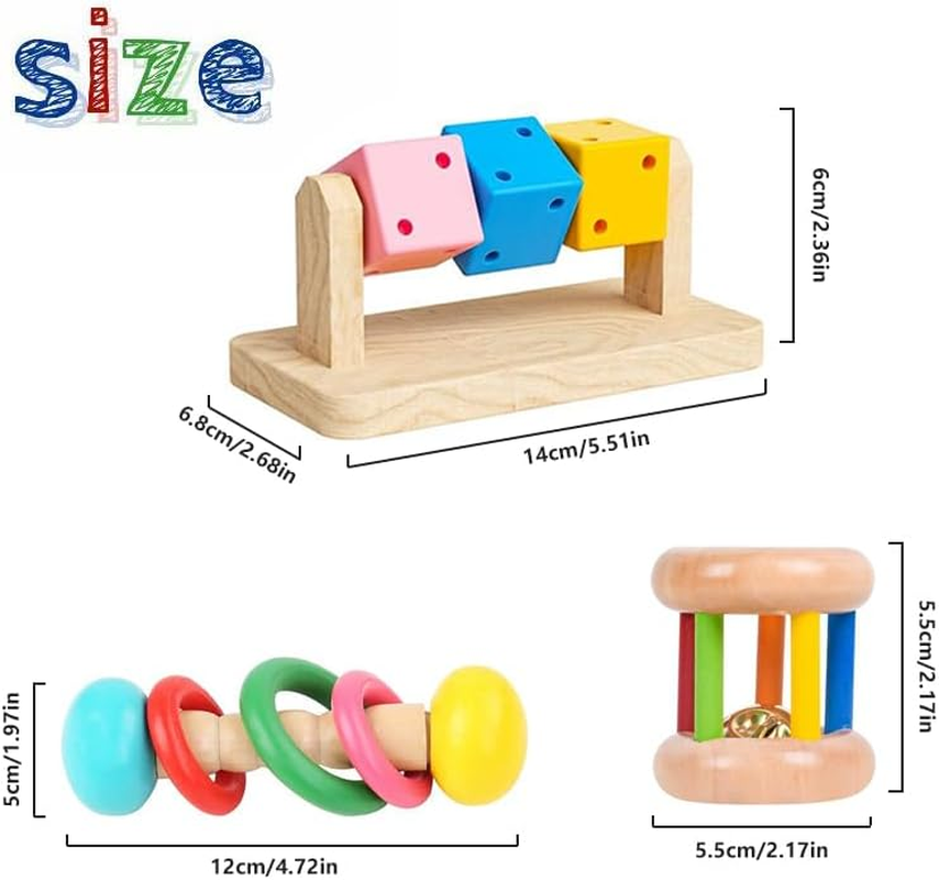 Aoozleny 3Pcs Wooden Hamster Toys - Wooden Rabbit Toys, Hamster Cage Accessories for Small Animals Playing Teeth Grinding Indoor image number 4