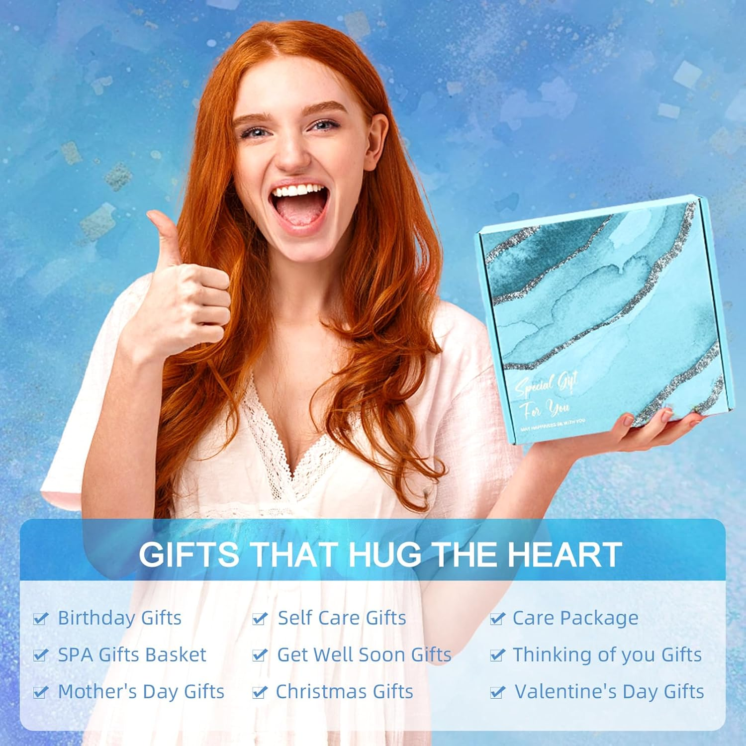 Birthday Gifts for Women &ndash; Ocean-Inspired Self Care Package, Thoughtful Gift Basket for Women, Relaxing Get Well Soon Gift for Her, Mom, Sister, Wife