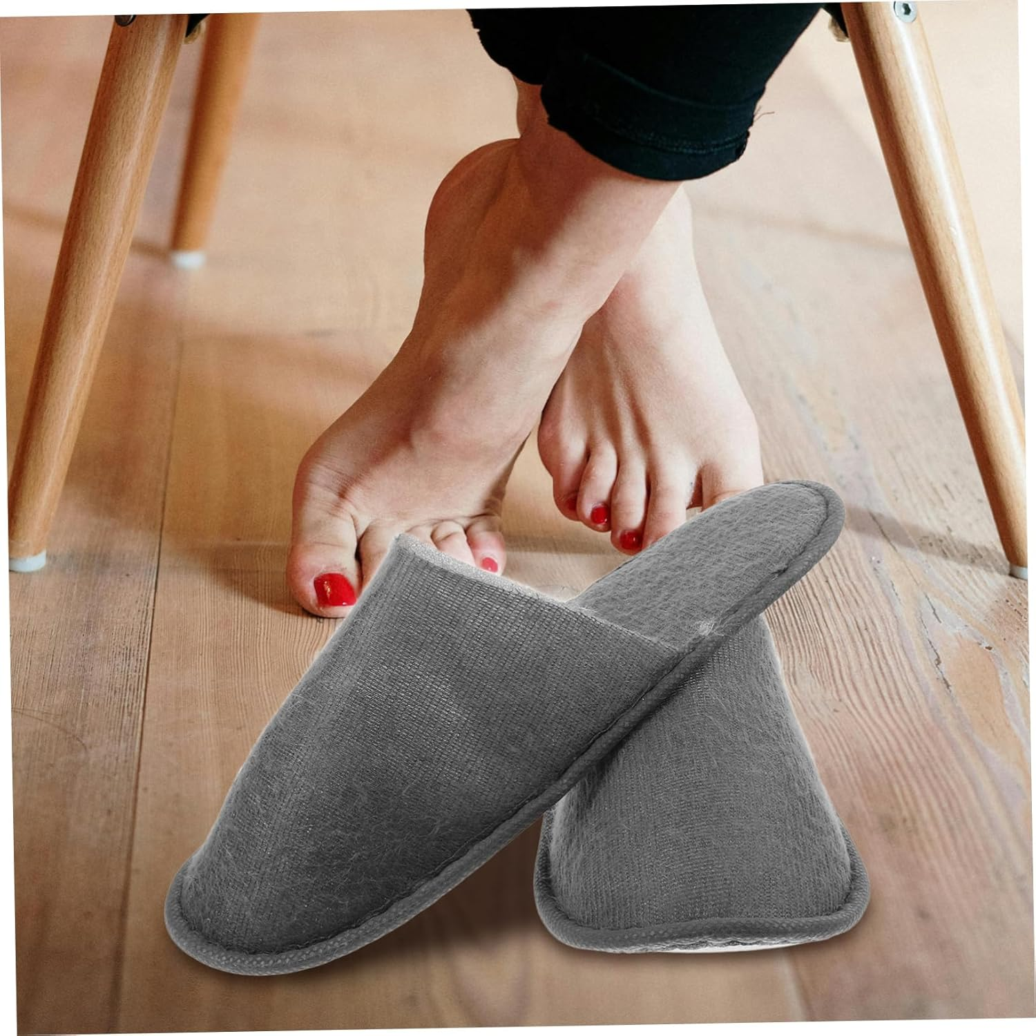 LIFKOME Disposable Spa Slippers Non Slip Lightweight Hotel Guest Footwear for Indoor Use Simple Style with Stain Resistant Surface Comfortable and Convenient Travel Shoes image number 3