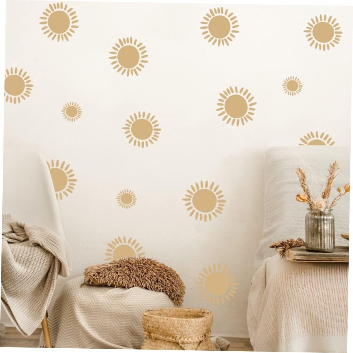 HOMSFOU 3Pcs Sun Wall Stickers Self-Adhesive Decals for Room Living Room Classroom Easy to Peel Removable No Sticky Residue Adorable Wall Art Decor image number 3