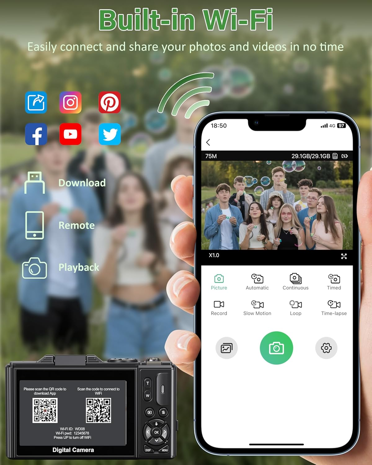 5K Digital Camera for Photography Autofocus 75MP Vlogging Camera for Youtube with SD Card, Compact Travel Camera for Teens with 18X Zoom, 32GB SD Card image number 2