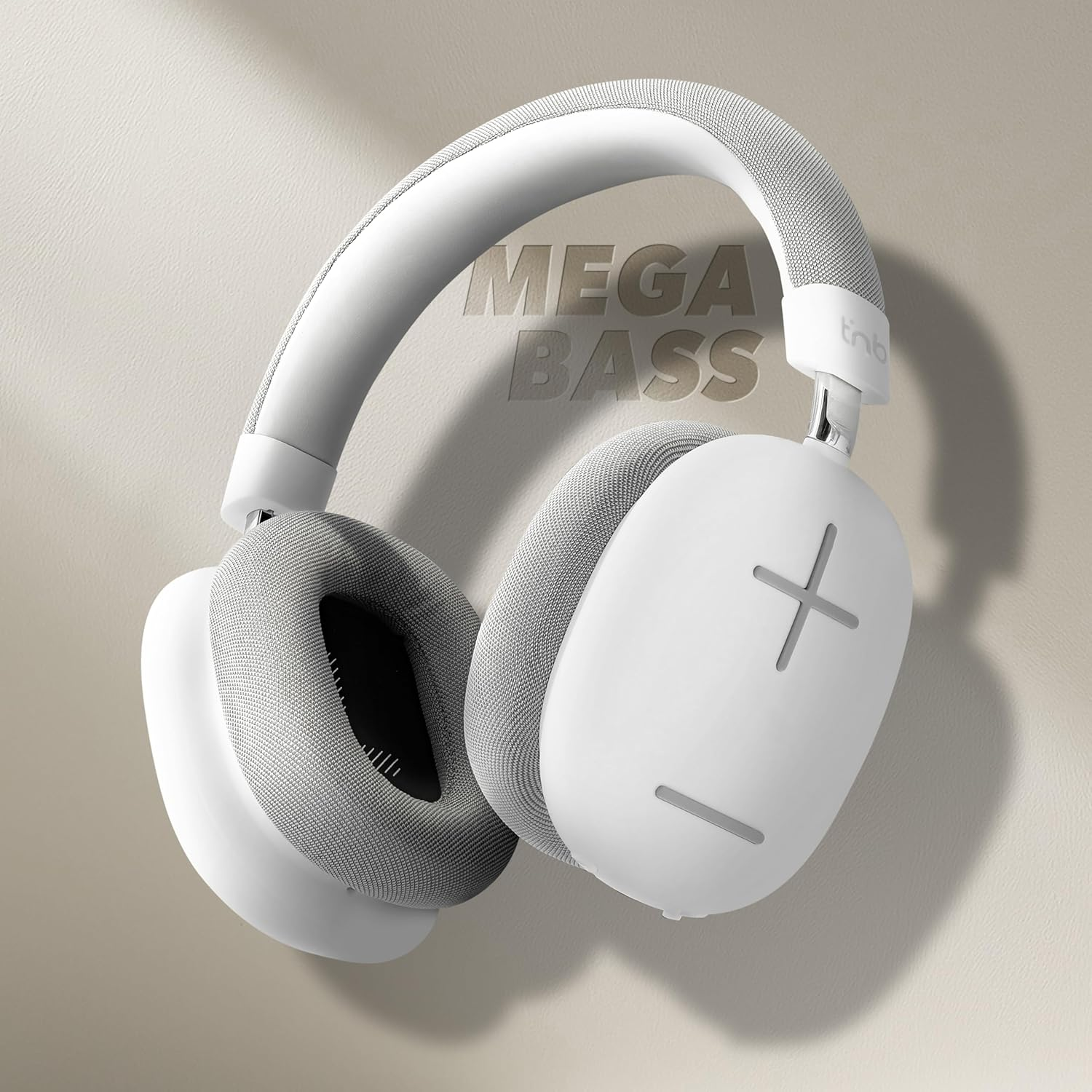 T'Nb Bounce Max - New Comfortable round Bluetooth Headphones Stereo Sound with Built-In Microphone and up to 50 Hours Battery Life - White image number 1