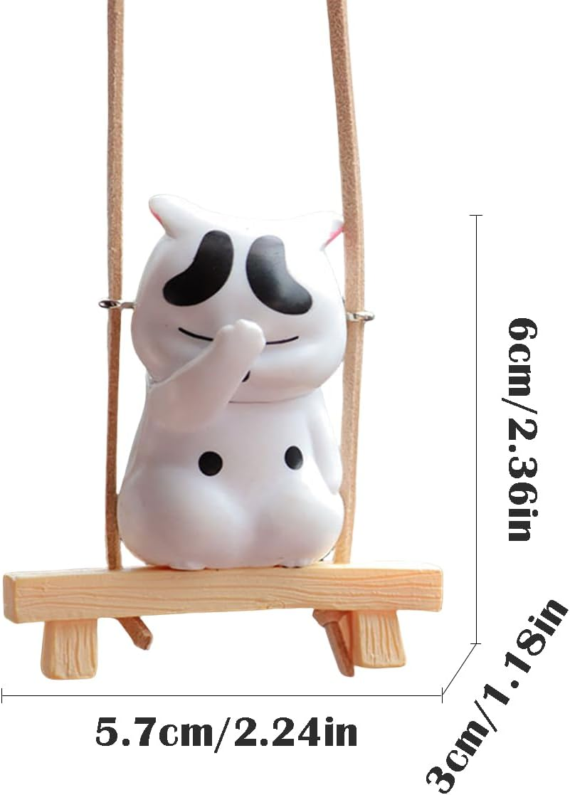 Cute Swinging Facepalm Cat Car Rear View Mirror Hanging Accessories, Adorable Hanging Ornament for Rearview Mirror, Funny Car Interior Decor Gifts for Cat Lovers (White) - Orange image number 6
