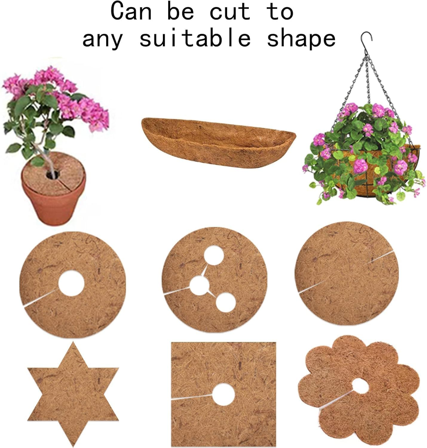 Hanging Basket Liner Coconut Growing Mat Garden Plant Flowerpot Coconut Fibre Matting Liner Roll for Patio Containers Wall Troughs Reptile Carpet Lizard Cage Mat (2M*0.3M/78.7" X 11.8") image number 5