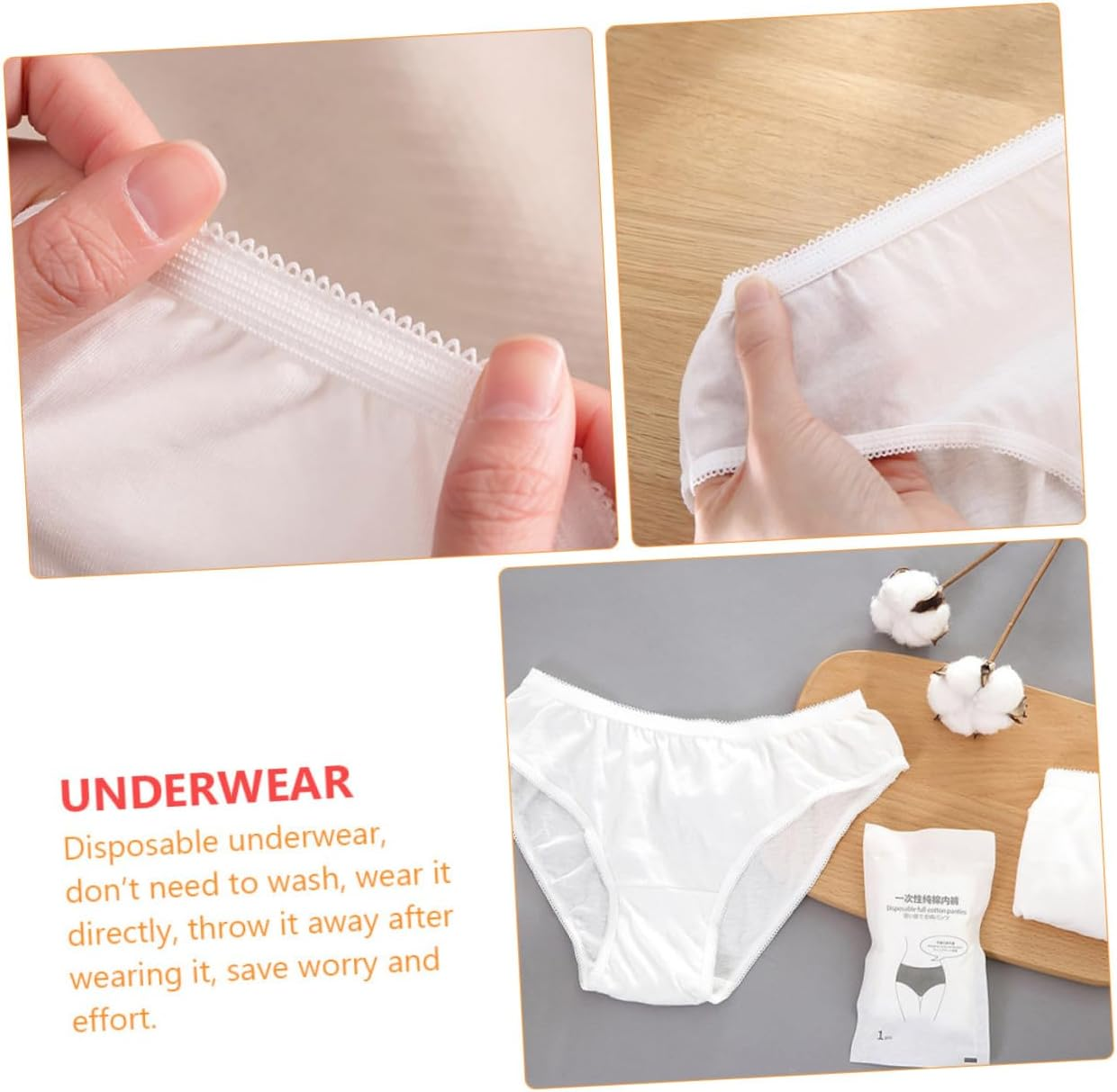 KOMBIUDA 5Pcs Portable Travel Underwear of Breathable Pregnant Woman Underwear Disposable Women Briefs for Outdoor Use for Postpartum Recovery Section Needs White image number 4