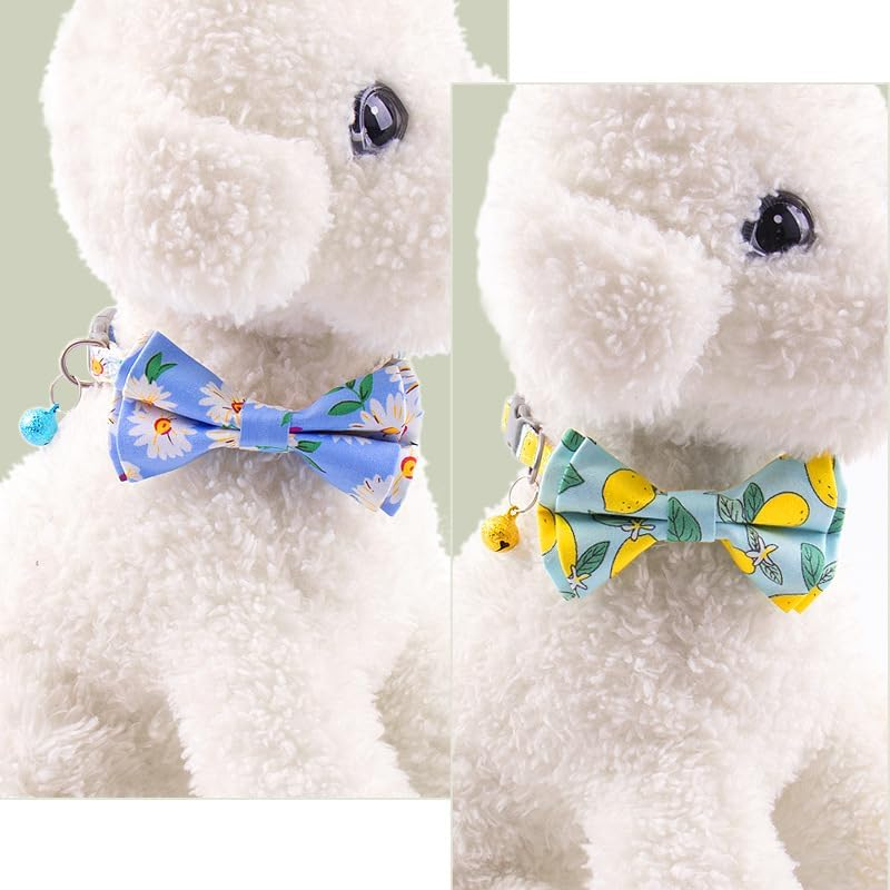 2 Pack Breakaway Cute Cat Collars with Bell Cat Collar with Bow for Girl Boy Cats Cute Bow Small Dog Collar with Bell (Style 1, S) image number 5