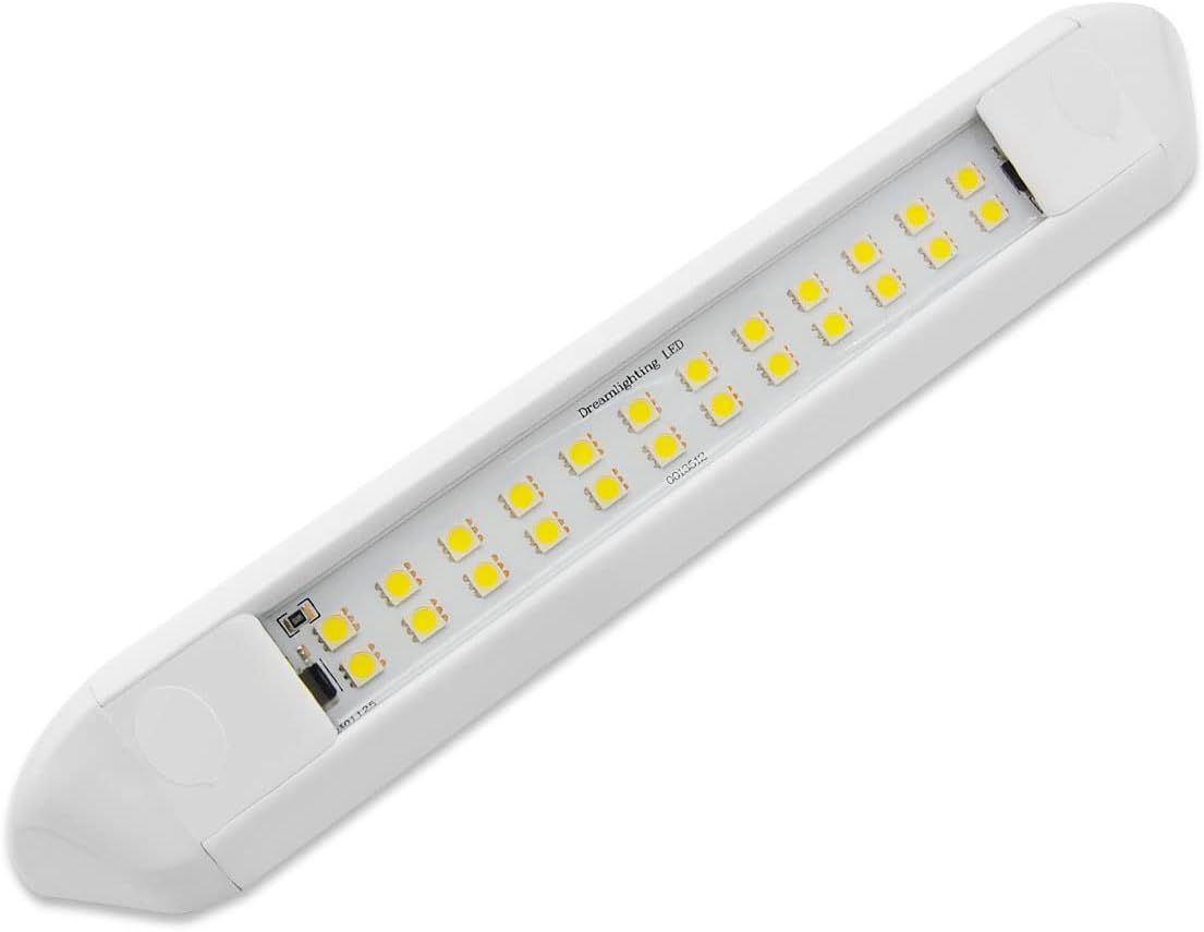 Dream Lighting 12V DC 250Mm Watreproof LED Awning Light Auto Camper Trailer Caravan Boat PC Cover Annex Wall Lamps 350 Lumens Black Shell Indoor Outdoor Camping Strip Lighting Cool White