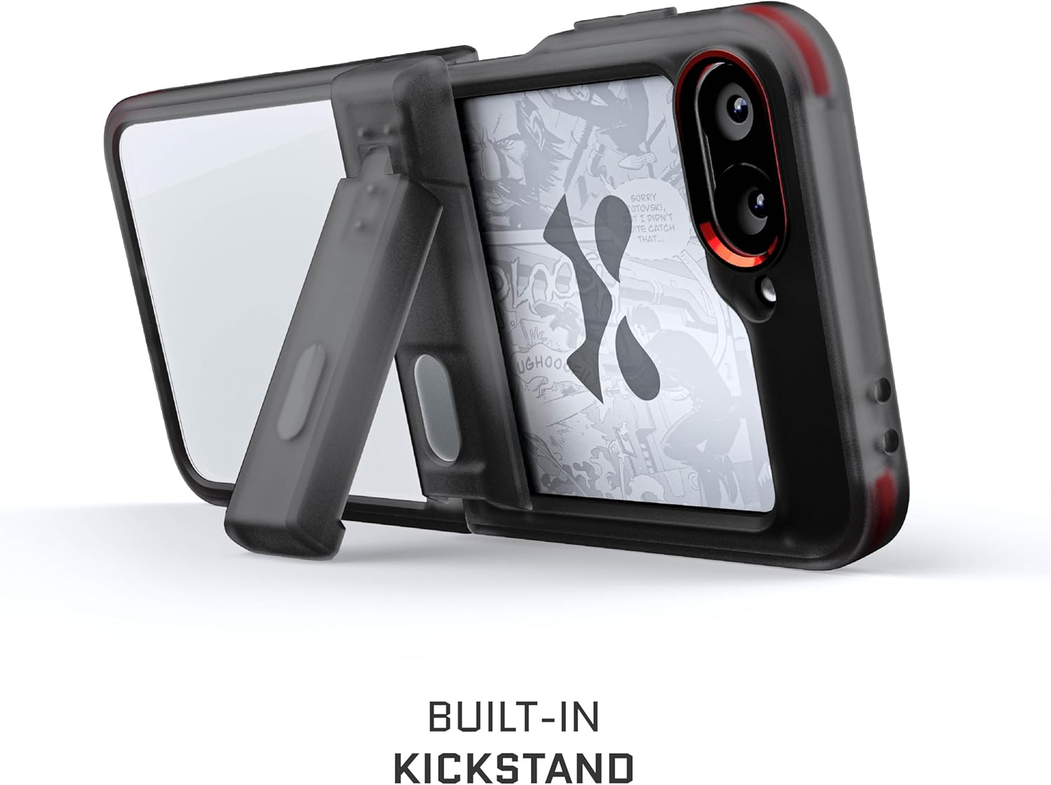 Ghostek Covert Clear Galaxy Z Flip 6 Case with Built-In Kickstand and Full Hinge Protection Shockproof Protective Phone Cover Designed for 2024 Samsung Galaxy Z Flip6 (6.7") (Smoke) image number 2