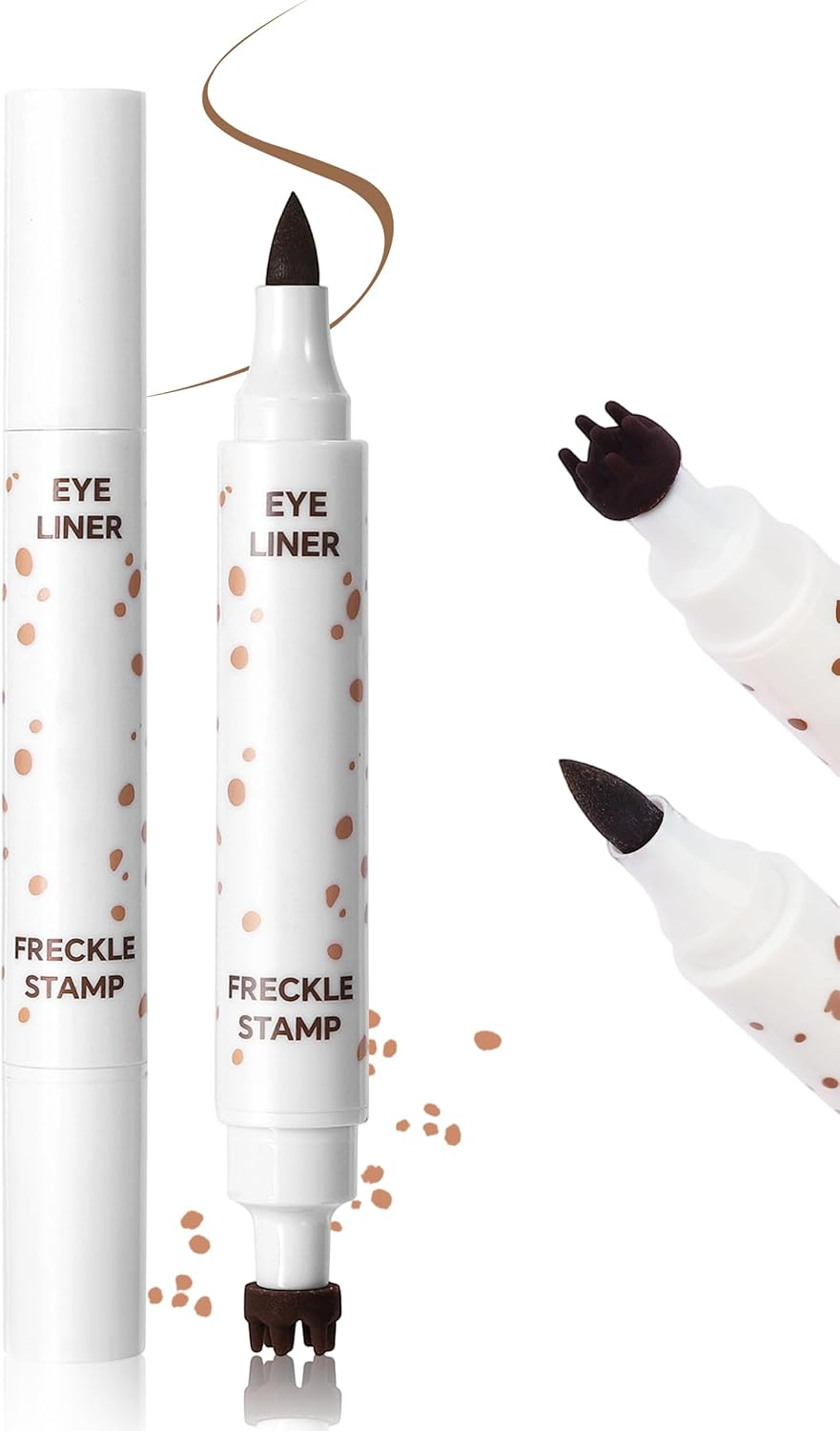Erinde Natural Eyeliner Freckle Pen, 2 in 1 Liquid Freckle Stamp & Smudge-Proof Liquid Eyeliner, Waterproof & Long - Lasting Quick Dry Faux, Lifelike Magic Freckles Pen, High Pigment Eye Liners, #01