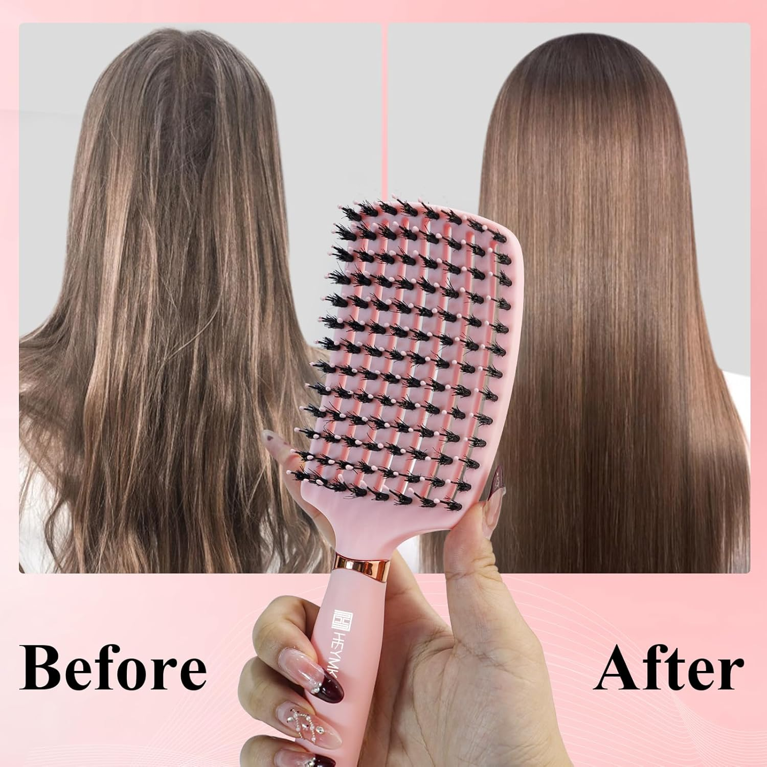 Hair Brush Set - Detangling Paddle Brush, round Brush & Curling Brush - Antistatic, Blow Dryer Brush, Boar Bristle & Straightening Tool for Women and Girls, for Wet & Dry Hair Styling image number 2