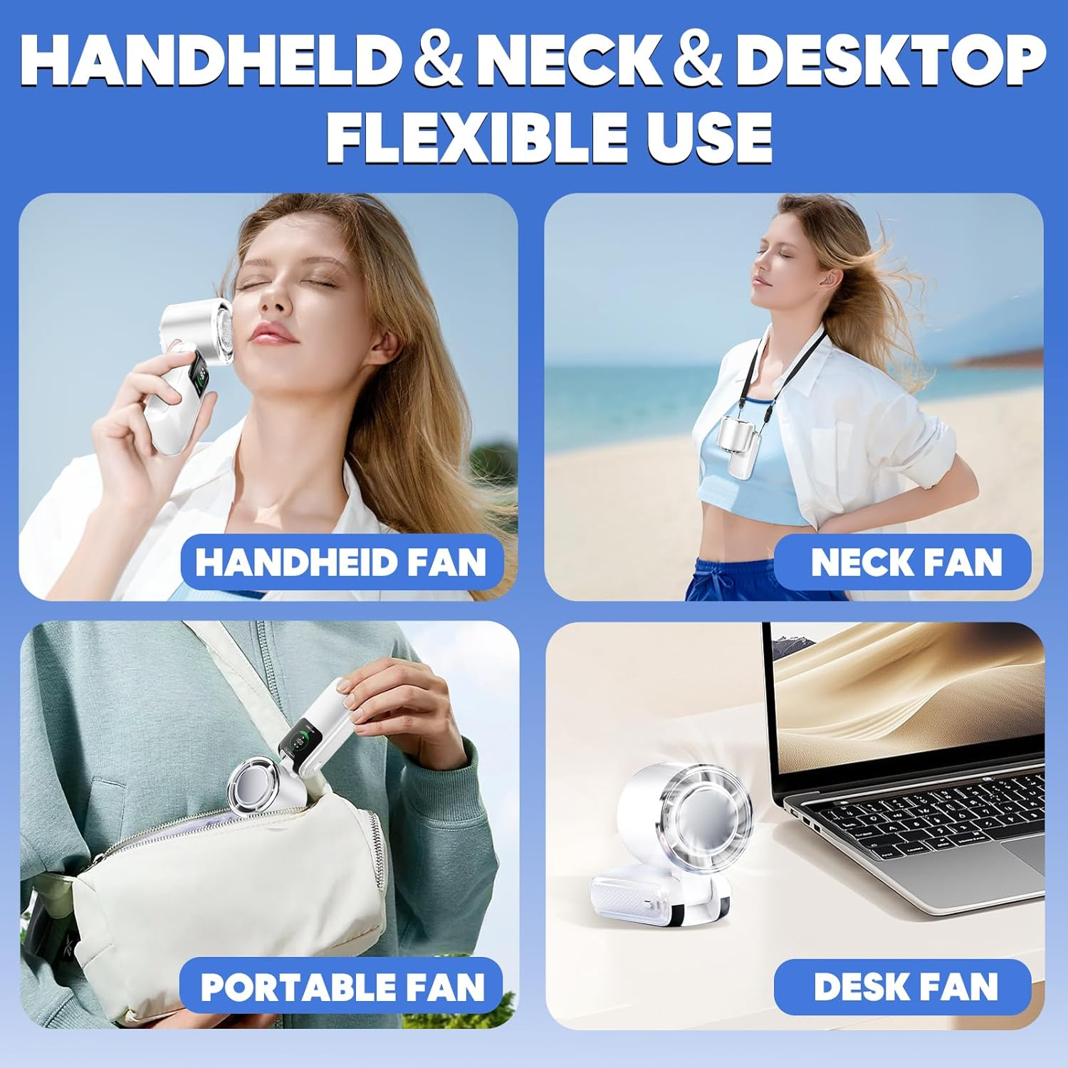 Handheld Fan with Cooling Plate, Portable Fan with Ice Cooler, 3-Second Fast Cooling, Rechargeable 4000Mah, 4 Speeds, Handheld Hanging Neck Desktop