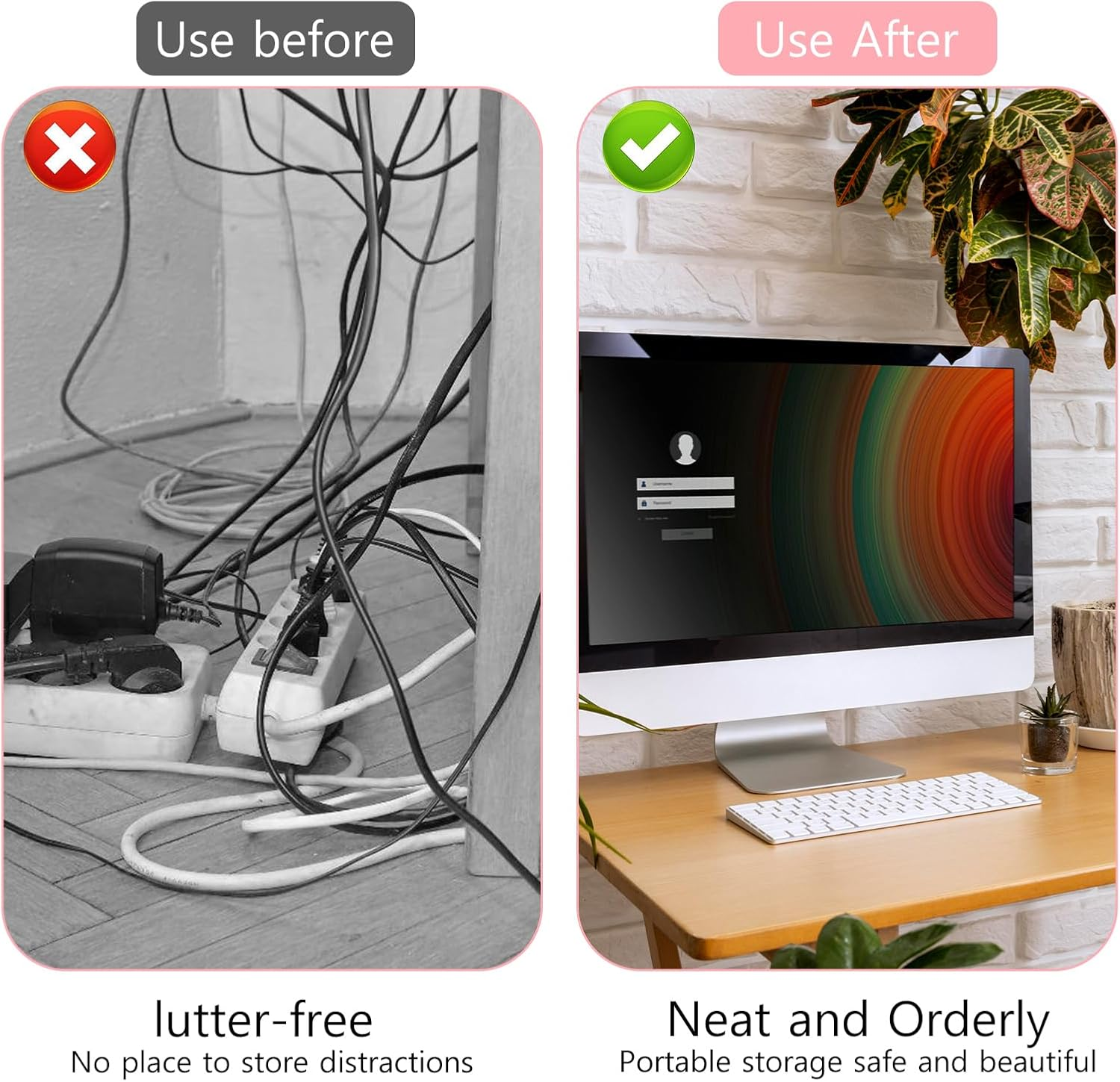 Molain Reusable Cable Ties, 20Pcs Adjustable Silicone Cable Straps Wire Organizer for Charging Cords Earphone Computer Wire Desk Cable Management Travel Accessories(Yellow+Pink+Purple+Green) - Yellow+Pink+Purple+Green image number 2