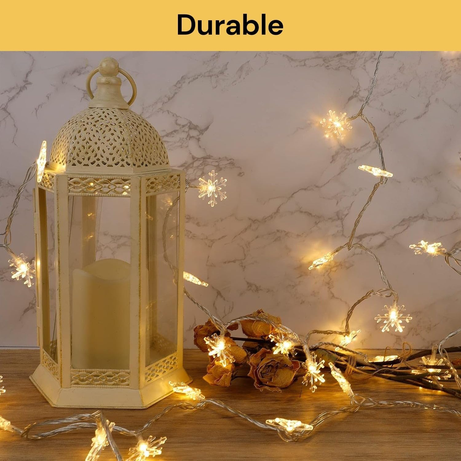 Spendeal LED Snowflake String Lights, Warm White Fairy Lights for Christmas, Bedroom, Party, Indoor Outdoor Decoration, Twinkle Lights for Winter Holiday and Home D&eacute;cor (6M) image number 4