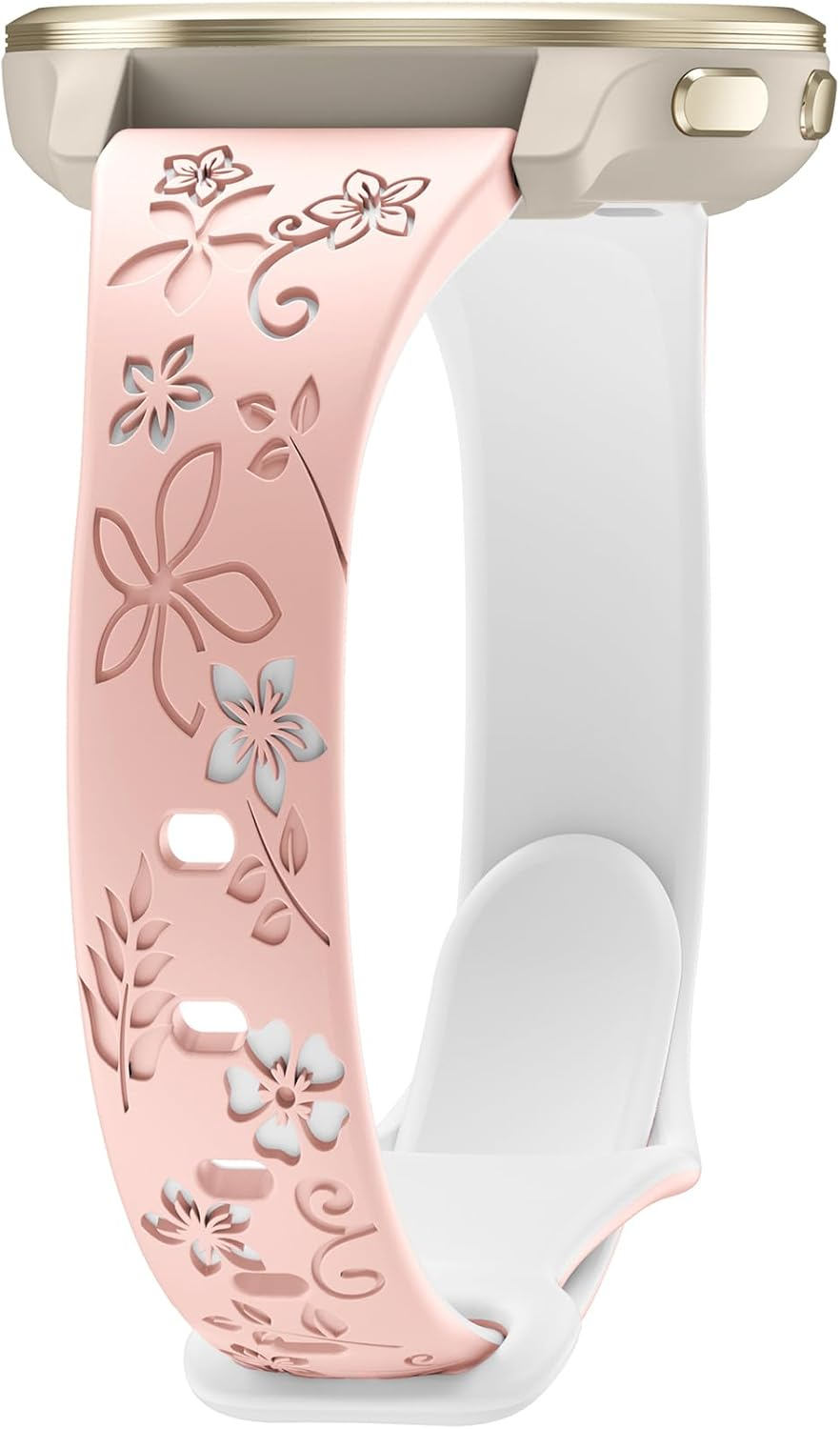 18Mm Floral Engraved Slim Band Compatible with Garmin Venu 3S/Venu 2S/Vivoactive 4S/Vivomove 3S/Venu 4 41Mm/Forerunner 255S/Forerunner 265S,Soft Silicone Cute Embossed Flower Strap for Men