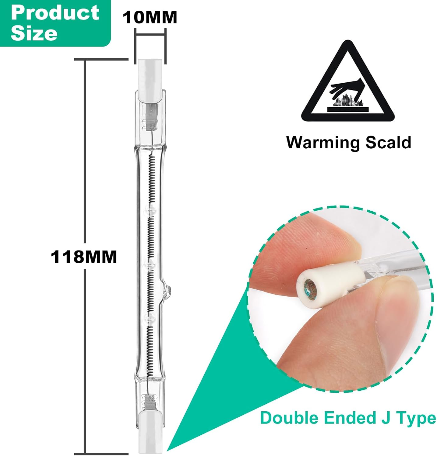 Jaenmsa R7S 6 Pieces Halogen Bulb 118Mm 400W, Dimmable 230V J118 4000LM Warm White 2700K, Halogen R7S Bulbs Suitable for Floor Lamps, Street Bulbs, Landscape Lamps image number 2