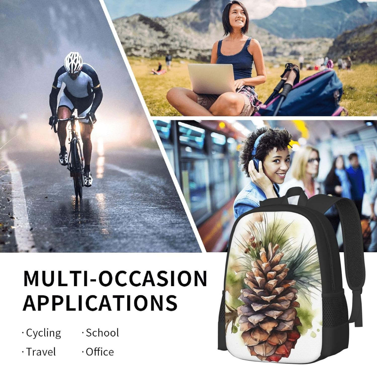 AQRJKHD Red and Black Rose Travel Backpack for Women Work Business Backpack Purse 15.6 Inch Laptop Backpack for Men - Pink Purple Butterfly image number 5