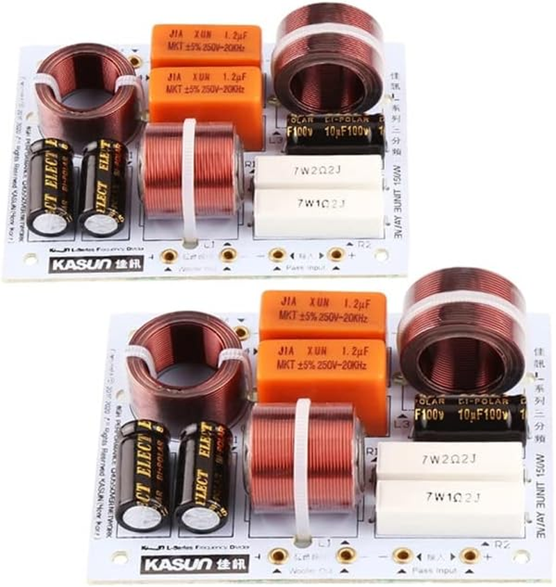 HOOCI 2PCS 3 Way 200W Speaker Treble Alto Bass Frequency Divider Home Theater Hifi Stereo 3 Unit Filter Audio Crossover Filters image number 4