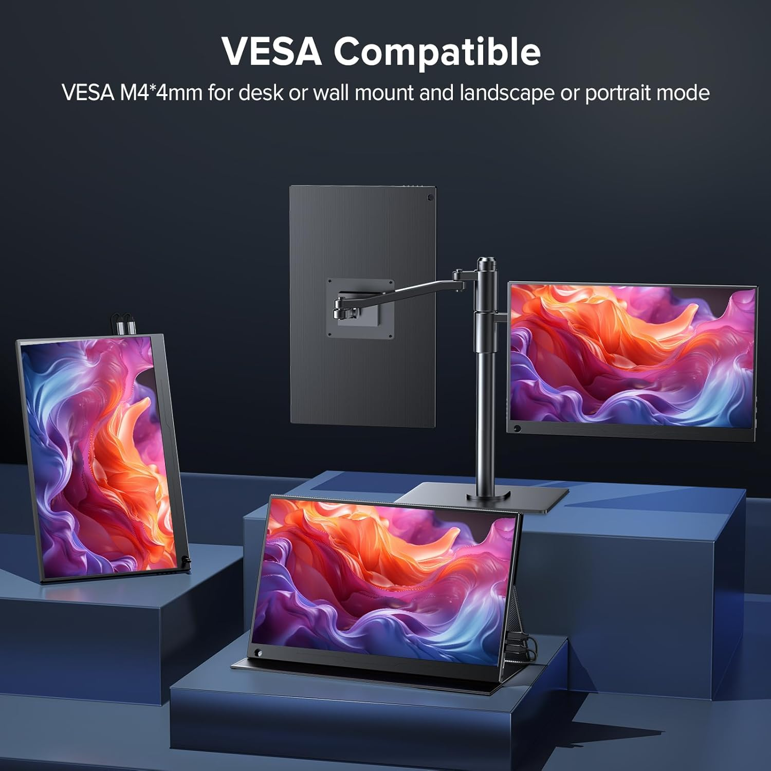 17.3" Portable Gaming Monitor, 2K QHD 2560X1440 IPS Display, 144Hz Refresh Rate, HDR, Freesync, USB-C & HDMI, Slim Lightweight Screen W/Magnetic Cover Stand for Laptop, Console & Mobile image number 2