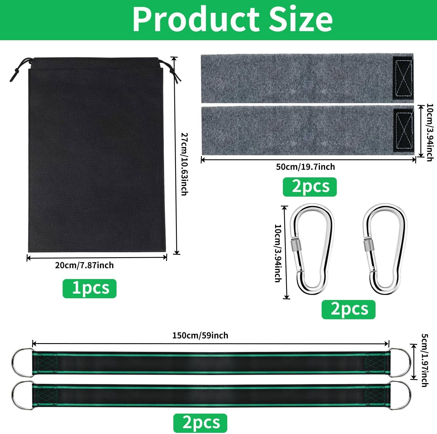 Tree Swing Hanging Straps, 1.5M/5Ft Hammock Tree Straps Kit with 2 Sturdy Lock Carabiners & 2 Tree Protectors for Swings and Hammocks,Holds up to 1000KG image number 5