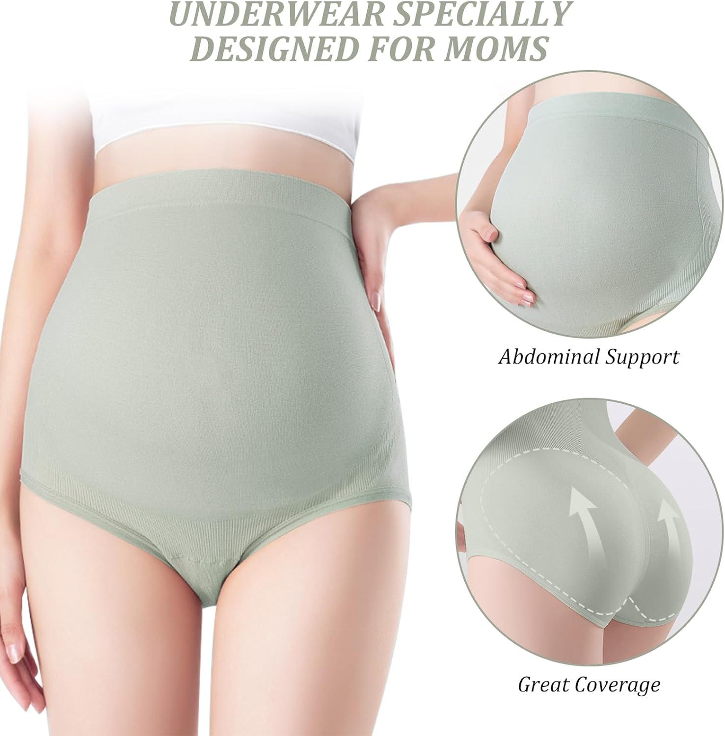 Women'S Maternity Knickers 4 Pack - High Waist Stretch Breathable Underwear for Pregnancy Comfort image number 2