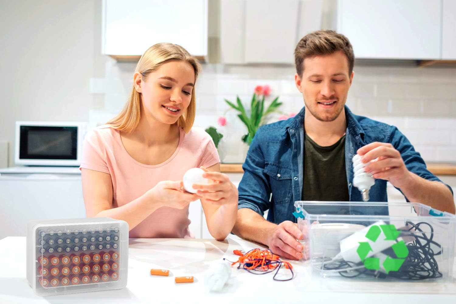 Battery Organizer Storage Box, Garage Case Holder for 24* AA, 30* AAA Batteries (Bag Not Include Batteries Pack) image number 4