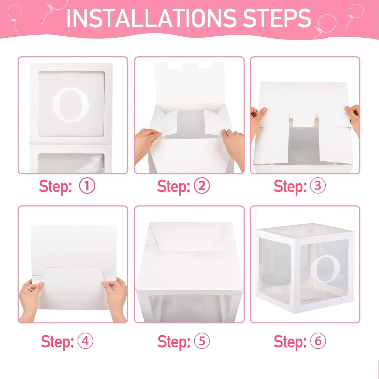 One Boxes for 1St Birthday 3PCS Balloon Boxes Decorations for Baby Shower Clear Blocks with ONE Letters for First Birthday Party Backdrop Photoshoot Props image number 3