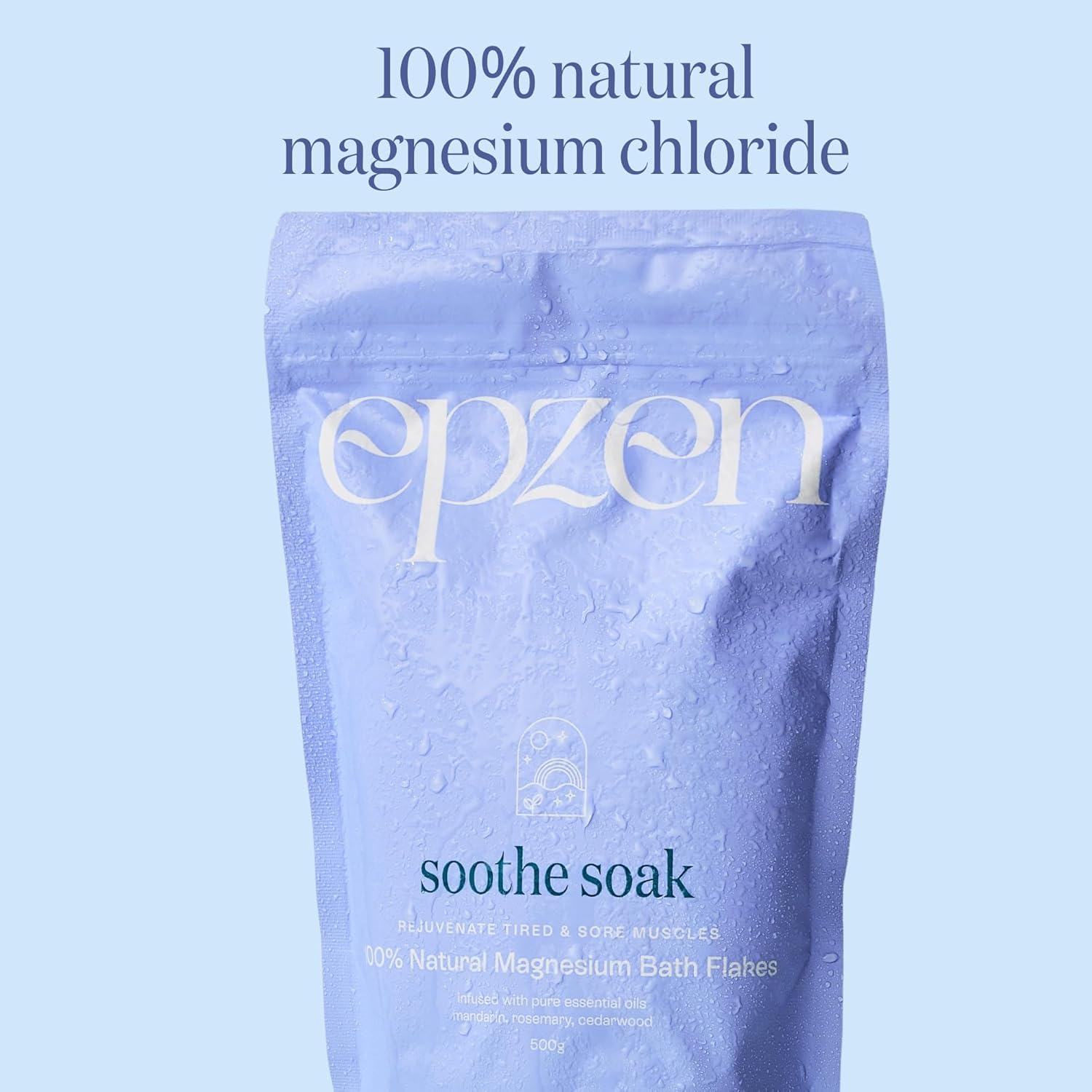 Epzen Soothe Soak Natural Magnesium Bath Flakes with Essential Oils - Epsom Salt Alternative, Relaxing Bath Salts for Post-Workout Recovery & Stress Relief - Scoop & Unwind in a Steamy Bath - 500G image number 3