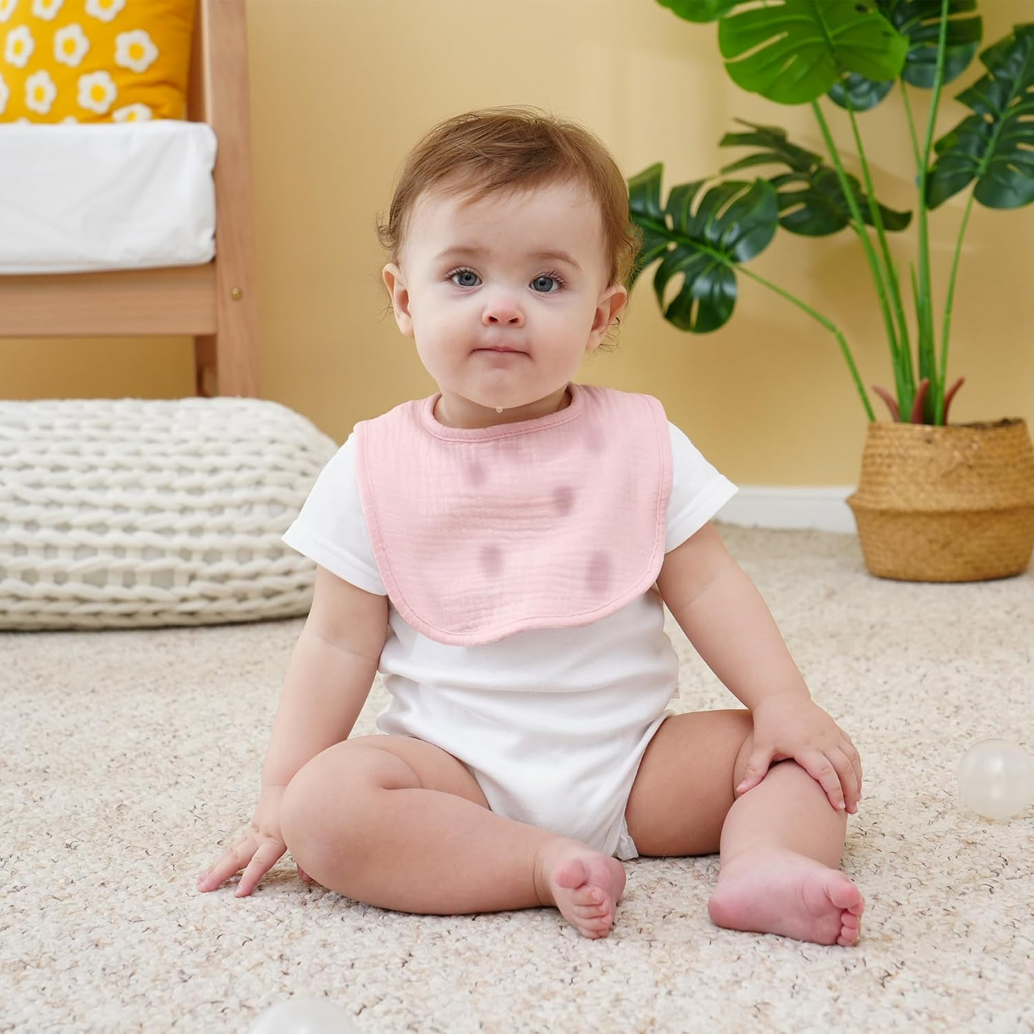 Muslin Baby Bibs 6-Pack Baby Drool Bandana Bibs for Baby Girls Boys Infant Newborn Toddler Drooling and Teething(Square Gradientpink) image number 5