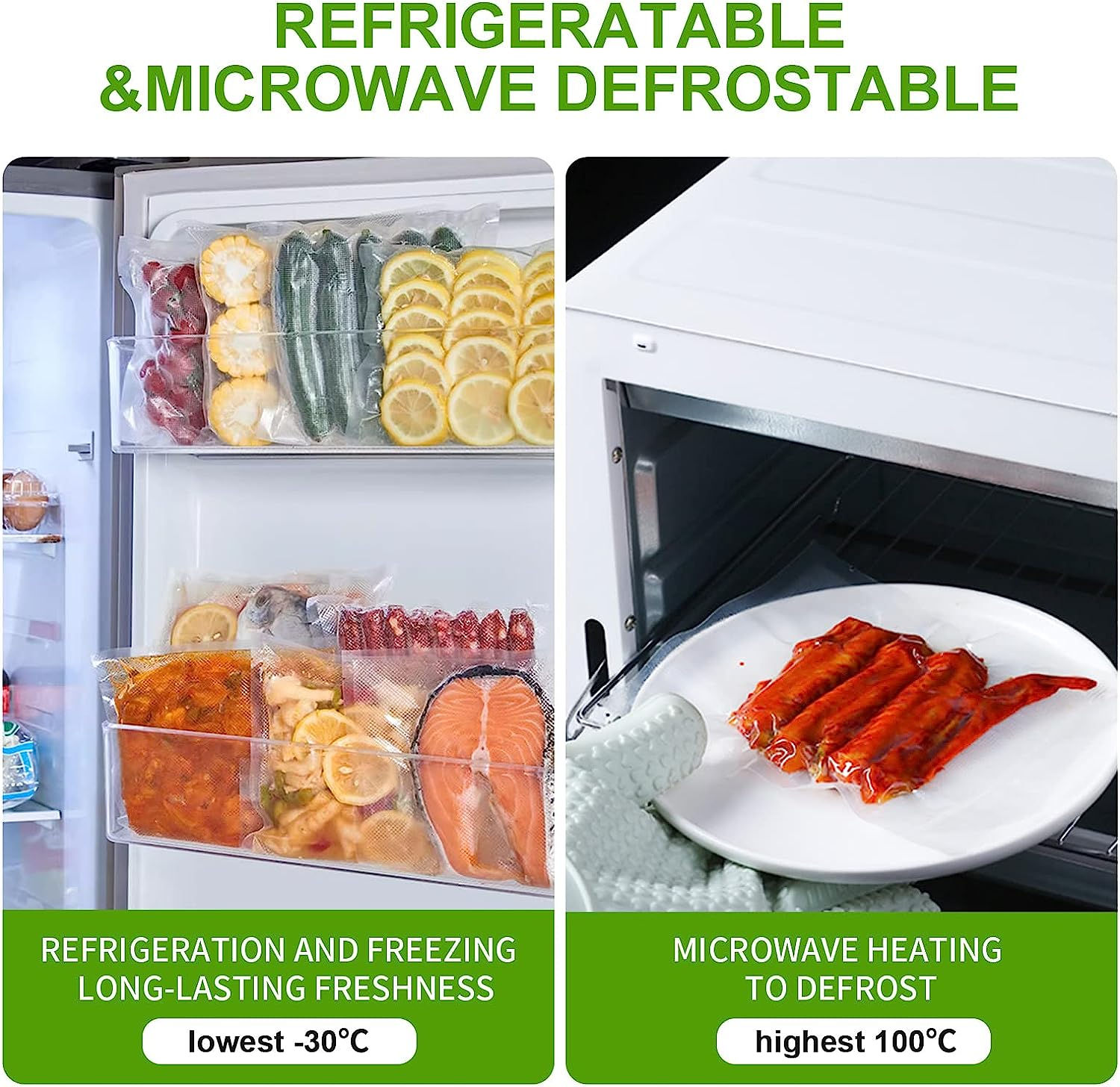 Food Vacuum Seal Roll Food Vacuum Sealed Bags Seal Storage for Food Commercial Grade Food Storage Sealer Rolls Food-Grade Pre Storage Bags Compatible with All Vacuum Machines Food Saver(5 Rolls Total) image number 3