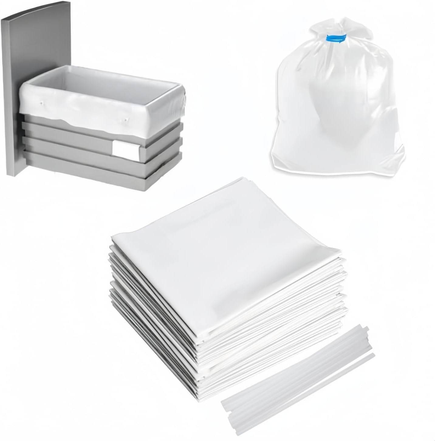 20Pcs 15 Inch Universal Compressible Trash Bags,Fits 15 Inch Rectangular Drawer Compactors, Space-Saving Compressed for Small Spaces/Rv/Camping (Ties Included, White) image number 1