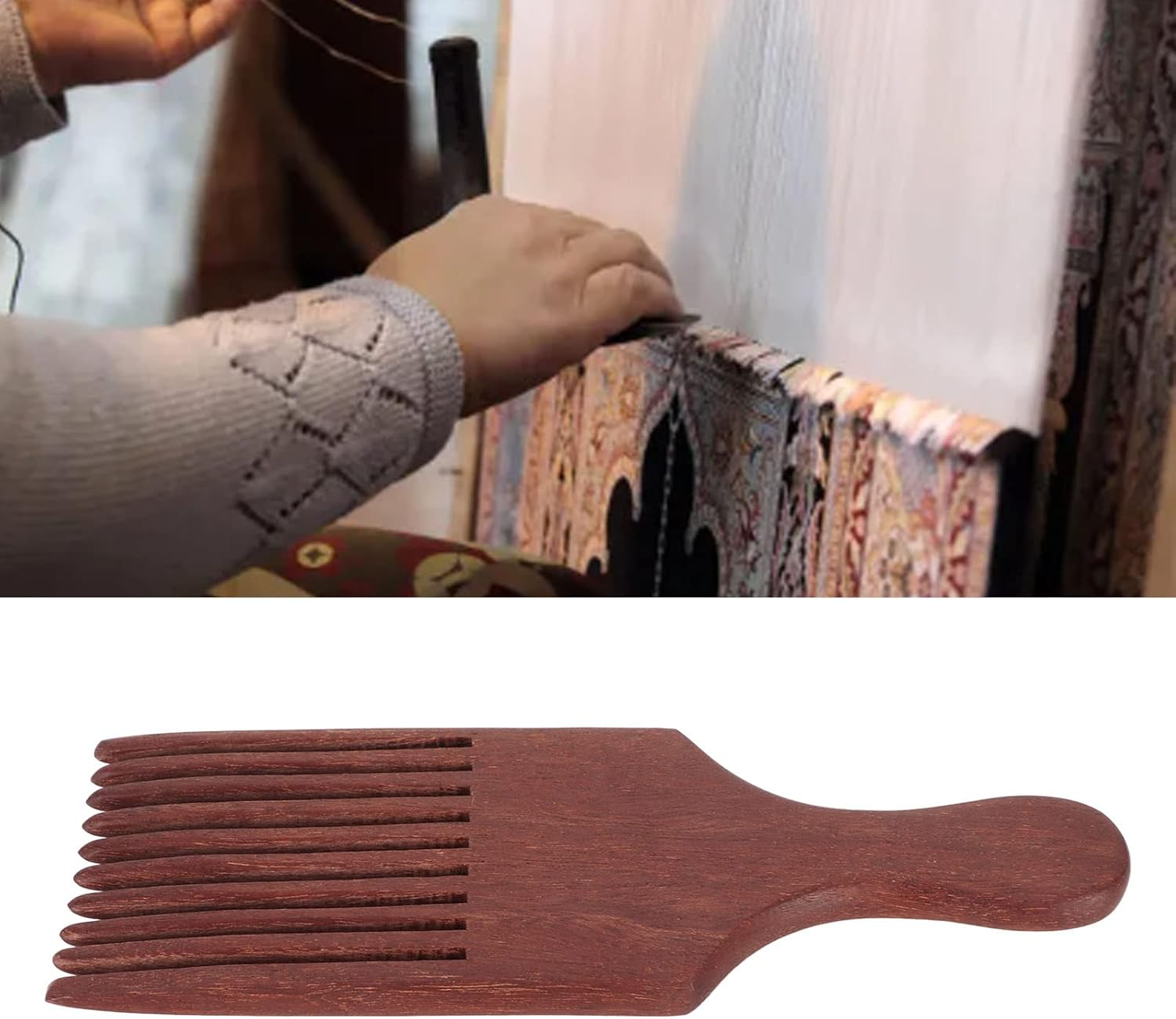 RIZGHWOY Afro Hair Pick Wooden Comb for Boucles Thick Coarse Hair, Hairstyle with a Comfortable Grip for Home, a Single Design Hairstyle Comb for Most Types image number 3