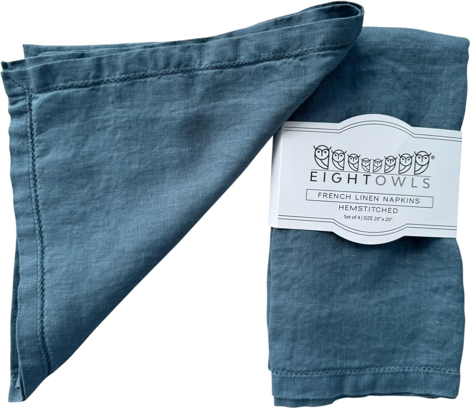 Linen Napkins &ndash;100% French Flax &ndash; Hemstitch Stonewashed Pure Linen Cloth Napkins - Size 50Cm X 50Cm &ndash; Set of 4 (Dark Grey)