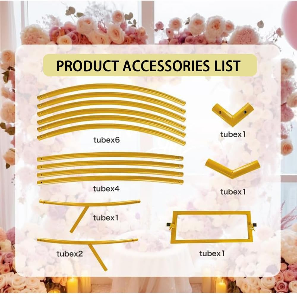 Shukitechi Heart-Shaped Metal Wedding Arch Backdrop, Gold Flower and Balloon Stand, 2M Height, Decorative Arch for Weddings, Birthday Parties, Baby Showers, Graduation, Proposals, or Photo Backdrop image number 3