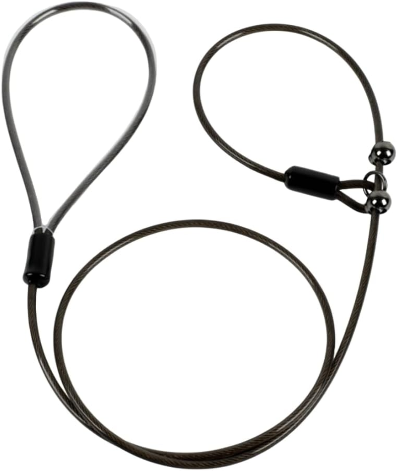 Chew Proof Dog Leash Set,Duty Tie Out Cable with Detachable Short Leash for Medium and Large Dogs, Suitable for Training Teething Puppies, Waterproof Coated Wire Rope (Black, One Size（120Cm*5Mm）) image number 2