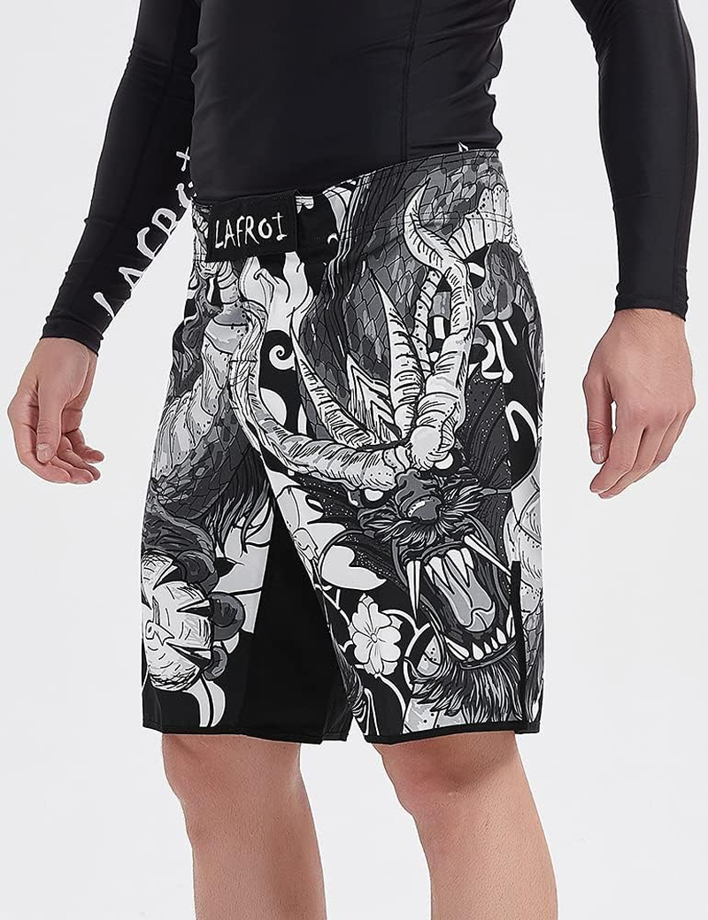 LAFROI Men'S MMA Cross Training Box Shorts Trunks Fight Wear with Drawstring and Pocket image number 4