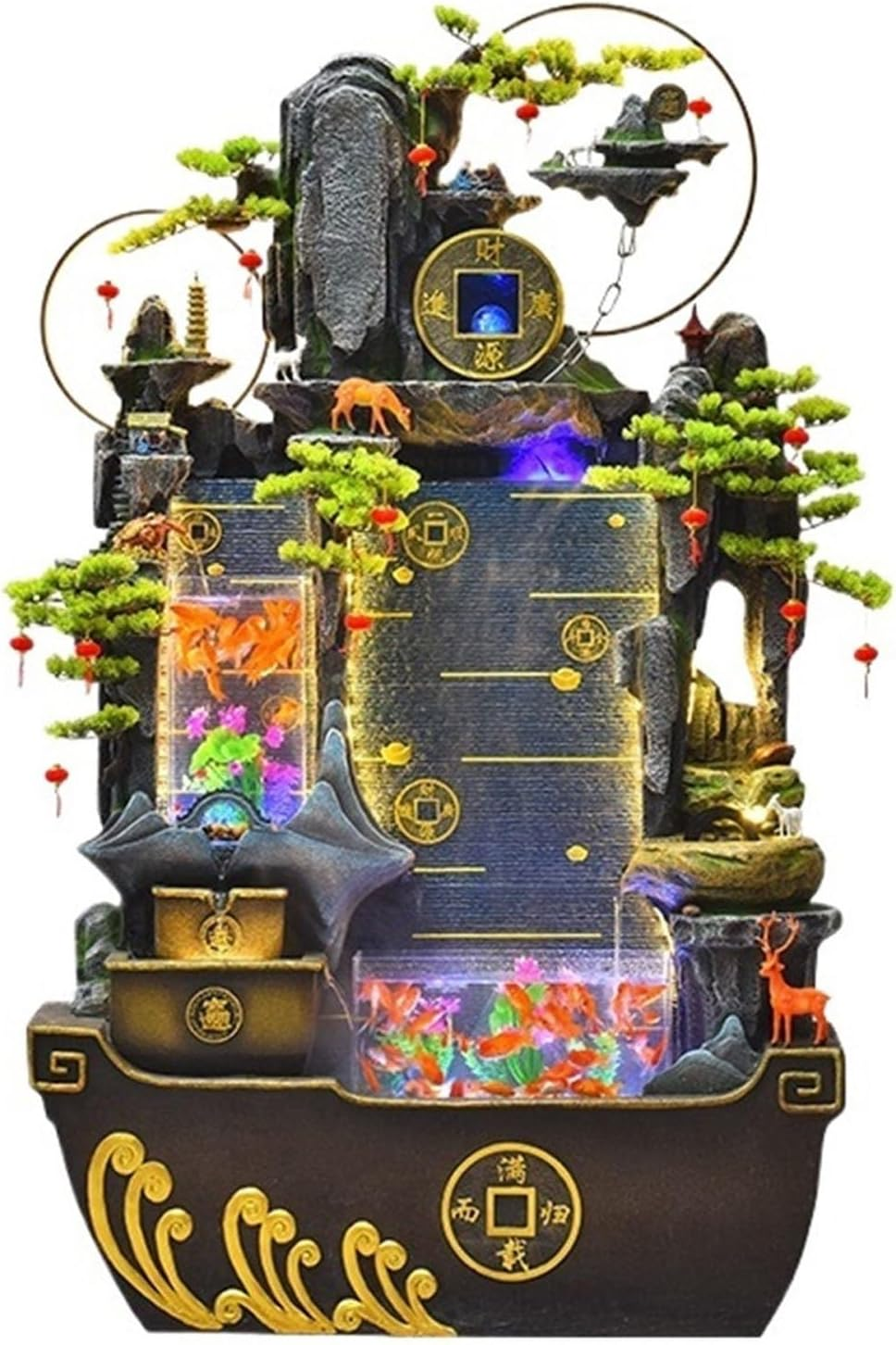 Outdoor Fountain Floor Standing Fountain for Living Room with Fish Pond, Office Lobby Decor with Rockery Waterfall, for a Serene Home Environment(Small) image number 1