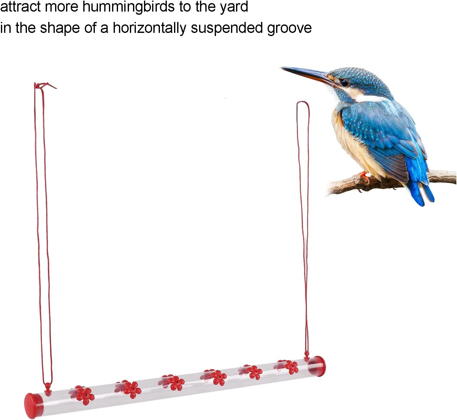 Hanging Long Tube Bird Feeder, Attractive 360 Degree View Unique Design Hummingbird Feeder with Flower, Hummingbird Feeder for Deck Terrace Garden Courtyard (50)