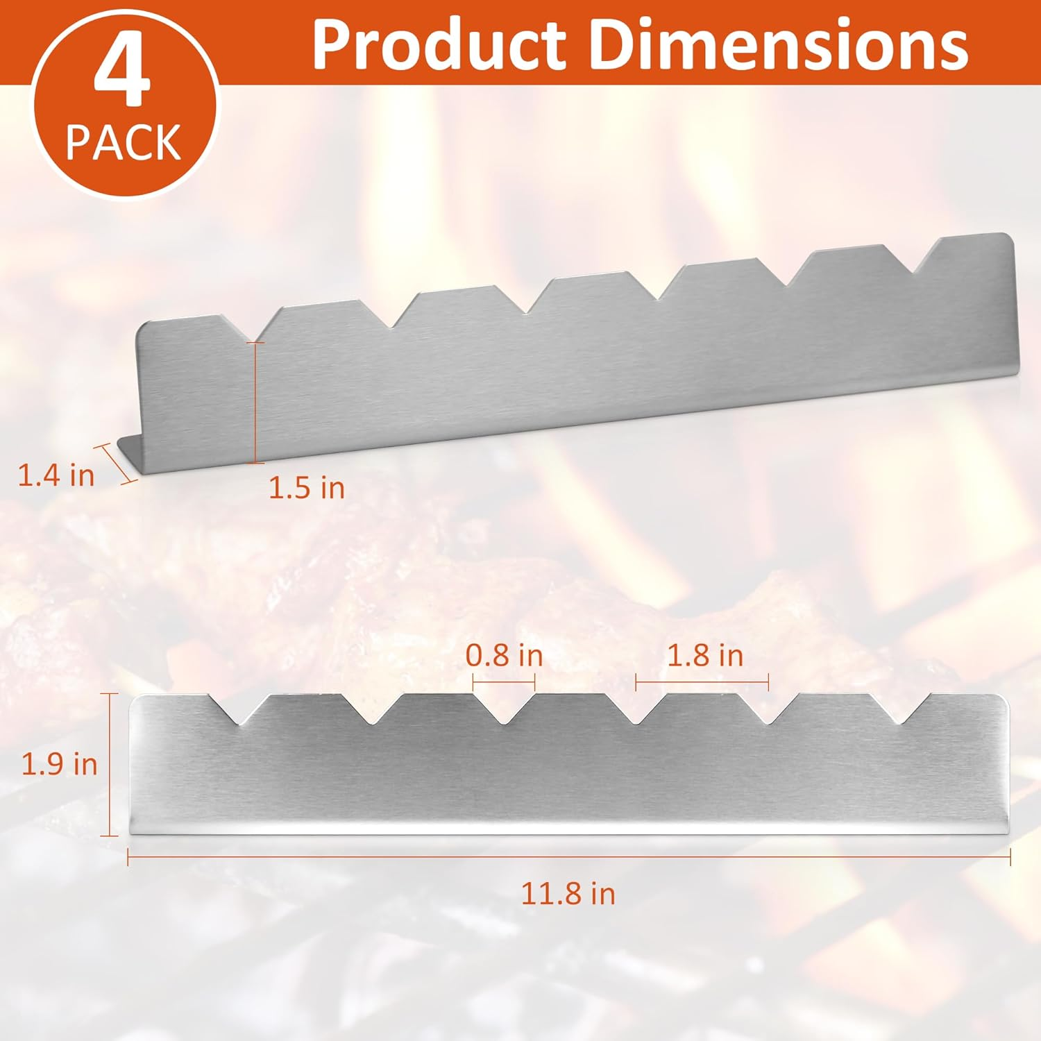 Akamino 4 Pack Kabob Skewers Rack, 430 Stainless Steel Shish Kabob Holder with 6 Notch, 11..8" Long Universal Barbecue BBQ Skewers Rack for Grilling image number 5
