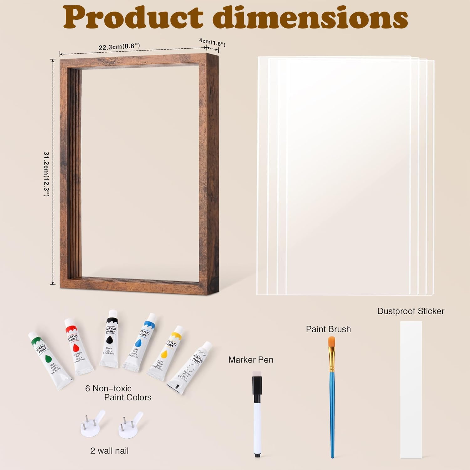 Xiwerhll Family Handprint Kit, Baby Hand and Footprint Kit DIY Handmade Keepsake Wooden Frame Gifts for New Parents for Grandparent Mother'S Day Anniversary Day Father'S, 6 Non -Toxic Paints image number 6