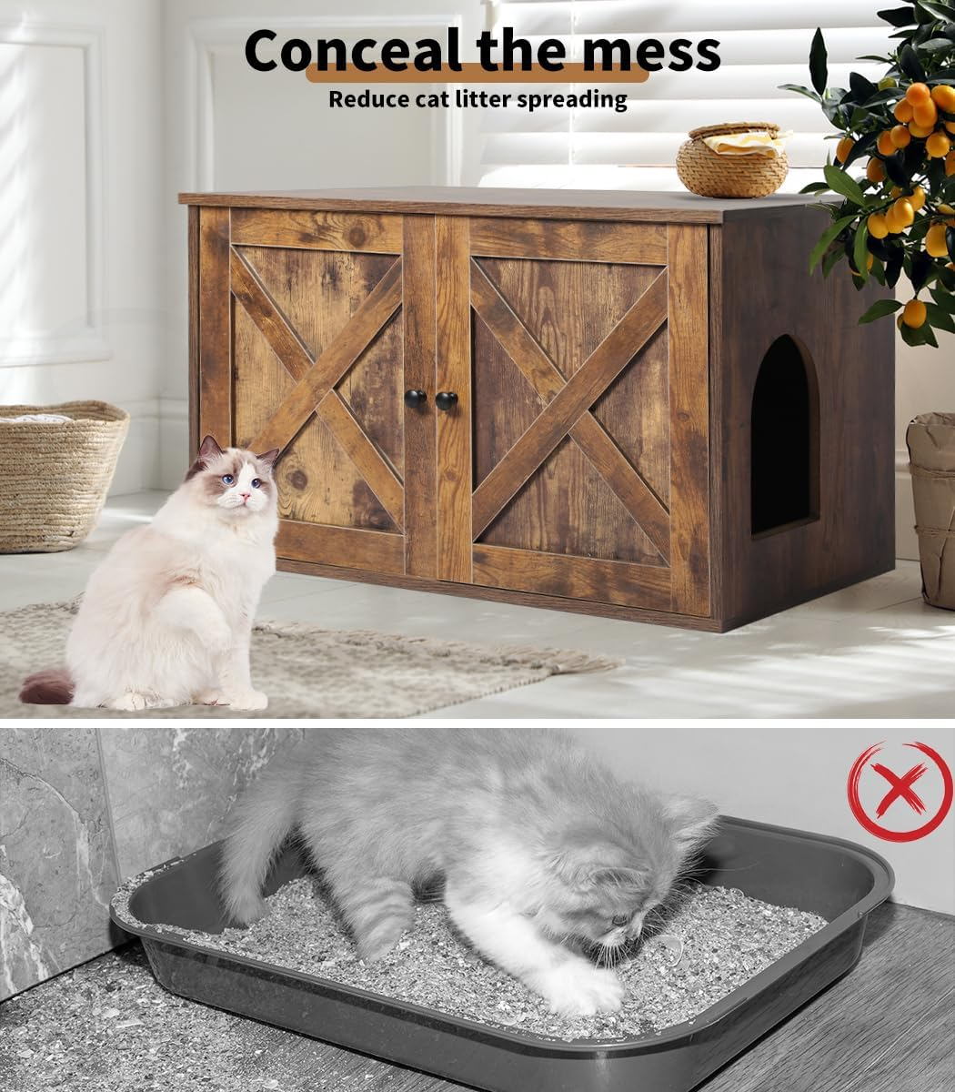 Pawz Enclosed Cat Litter Cabinet Box Furniture Kitty Toilet Tray Pet House Table image number 1