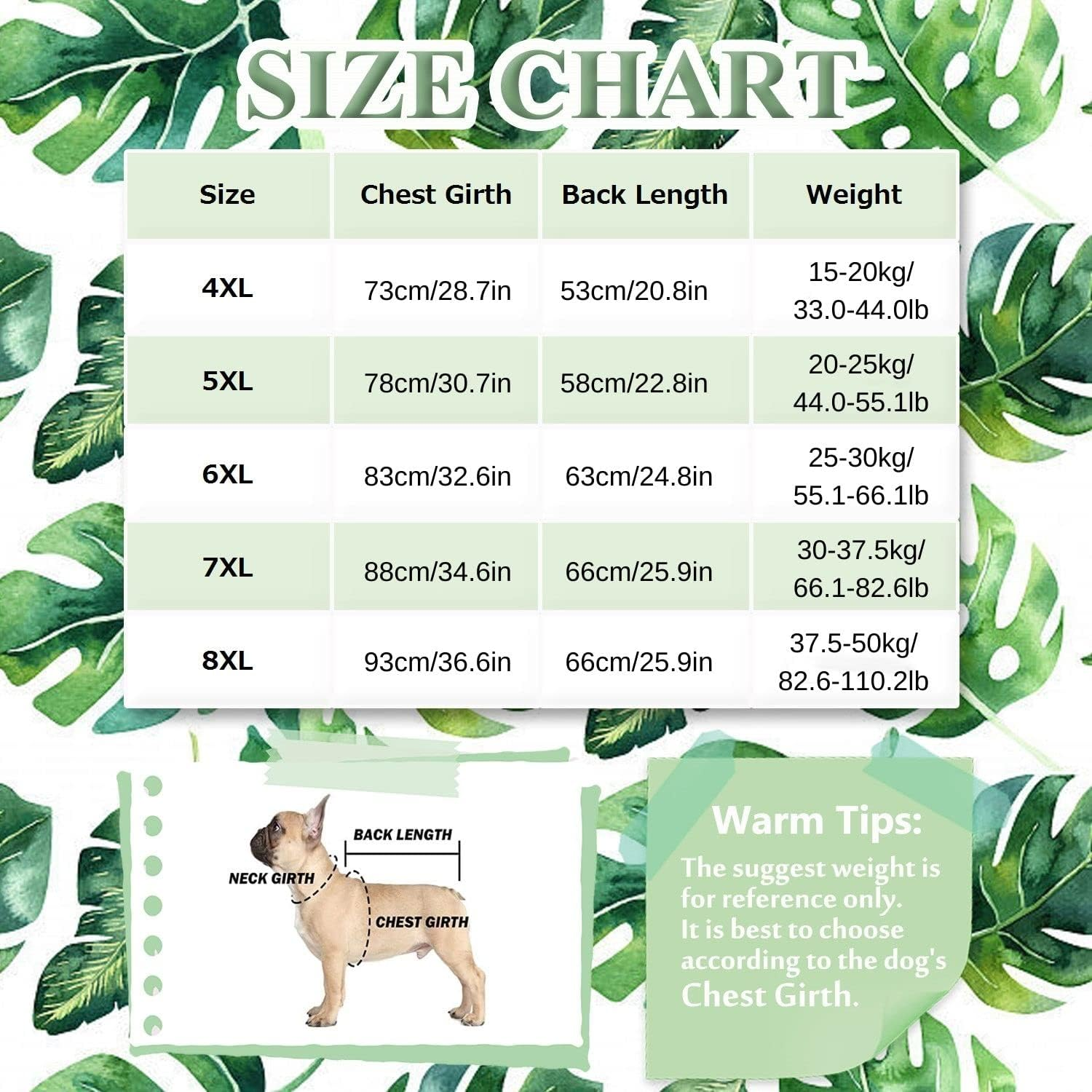 Dog Shirt Hawaiian Style Summer Pet Clothes Cool Breathable Costume Beach T Shirt for Medium Large Dogs 4XL (Green Leaves) image number 5