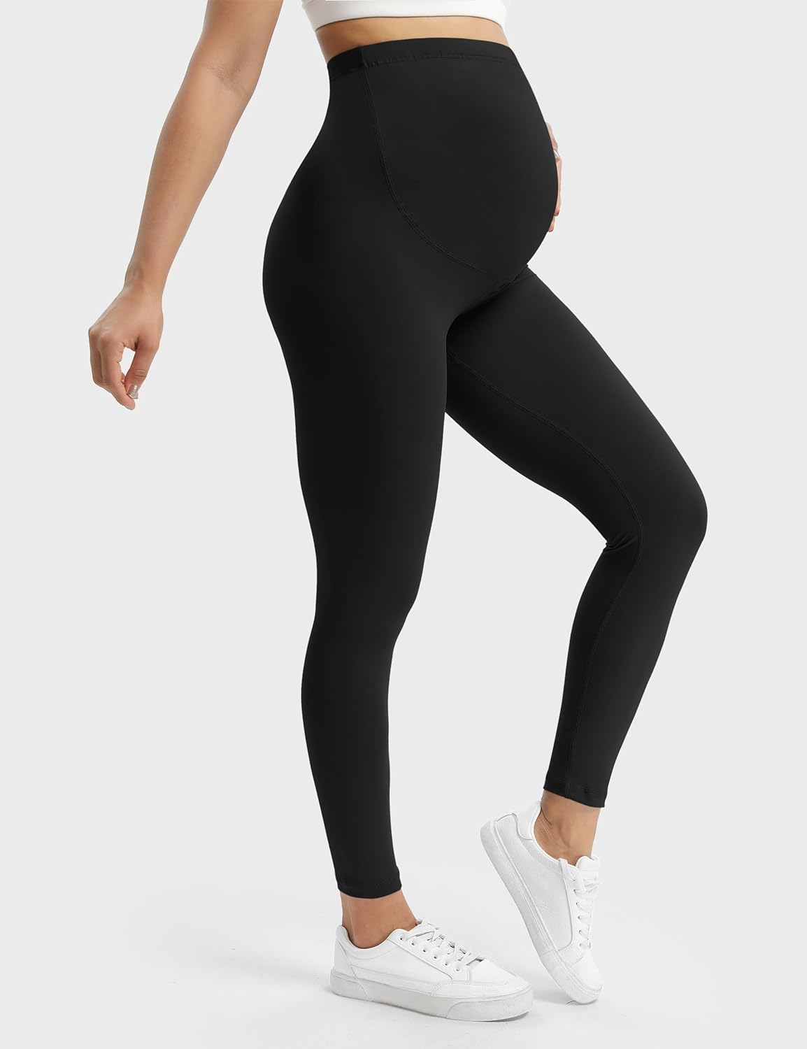 Buttergene Women'S Maternity Leggings over the Belly Maternity Workout Pants Pregnancy Yoga Leggings image number 3