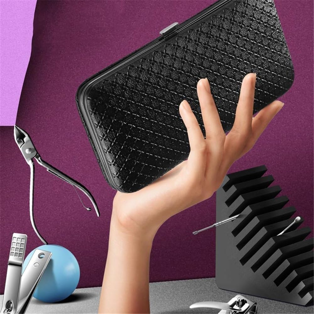 Tools Manicure Set Home Ear Spoon Clippers Men'S Nail Clippers Black 16 Pieces Diagonal Exfoliation Stainless Steel Nail Clippers Professional image number 1