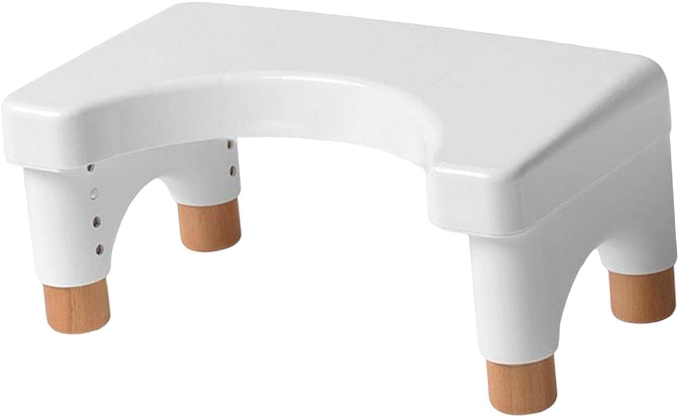 Height Adjustable Toilet Stool for Adults and Kids - Bathroom Step Stool, Heavy Duty Squatting Poop Aid, Anti-Slip Waterproof Foot Potty - Wood Highlight image number 1