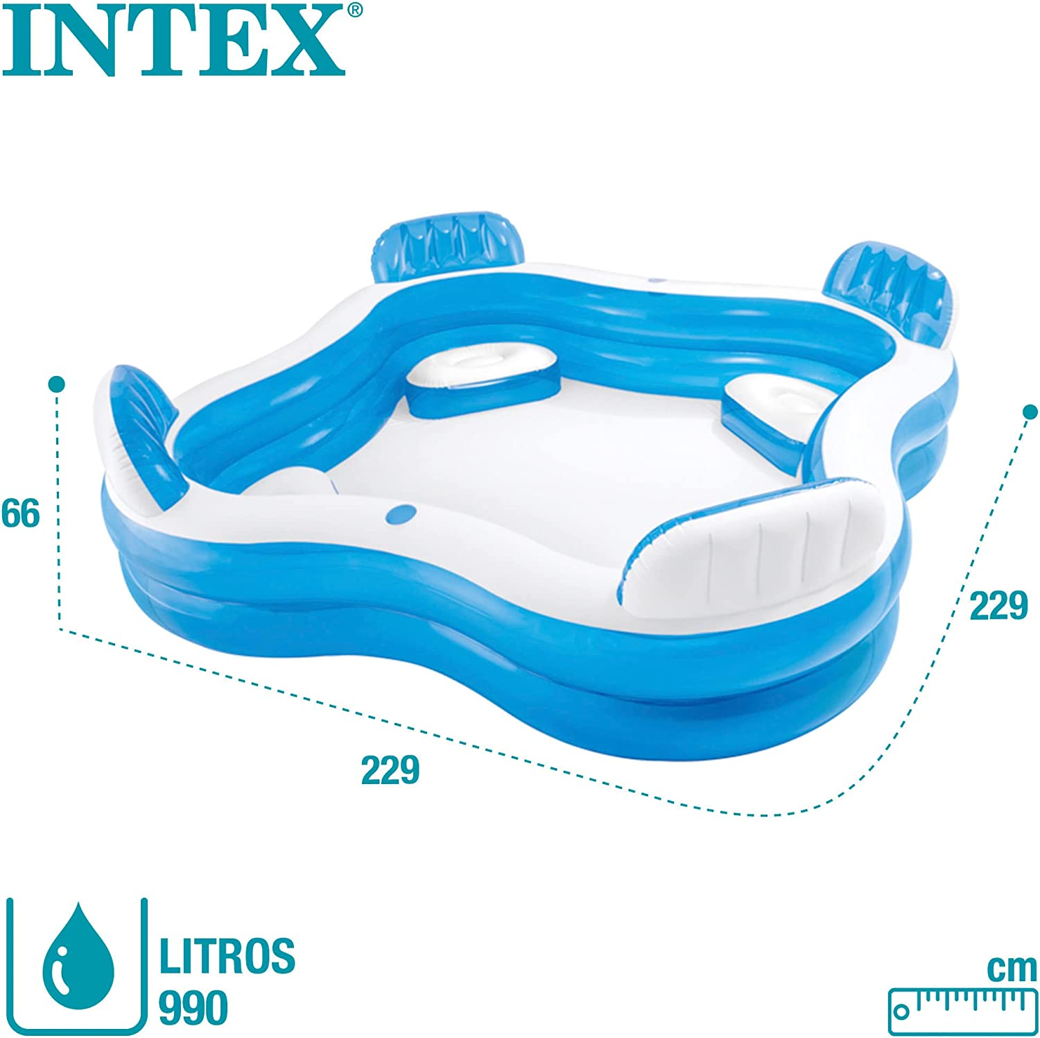 INTEX 56475NP - Swim Center Family Lounge Pool, Ages 3+, Size 2.29Mx2.29Mx66Cm image number 1