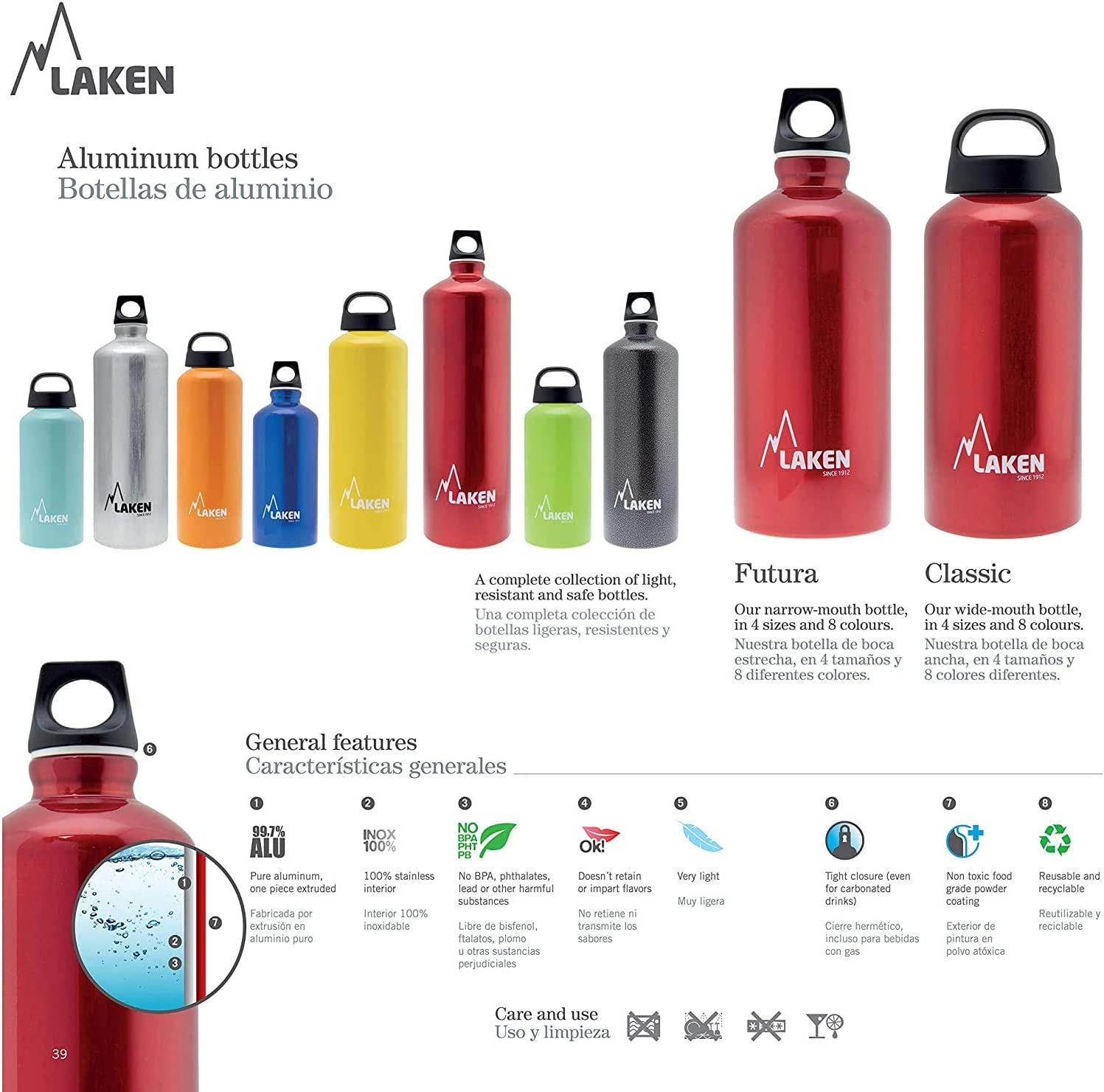Laken Water Bottle Wide Mouth with Hit Sport Drinking Cap image number 3