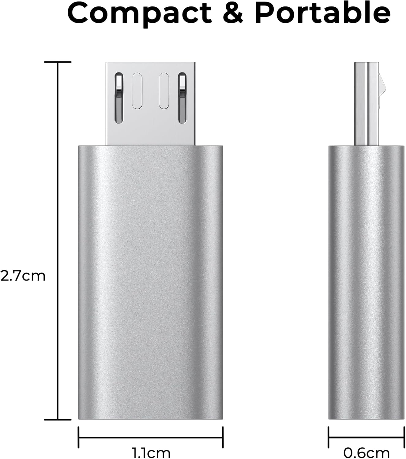 Micro USB to USB C Adapter 2 Pack Type C Female to Micro B Male Converter QC 3.0 Data Transfer Compatible with PS4 Xbox Game Controller Spaker Driving Recorder Huawei Play Galaxy S7 image number 4